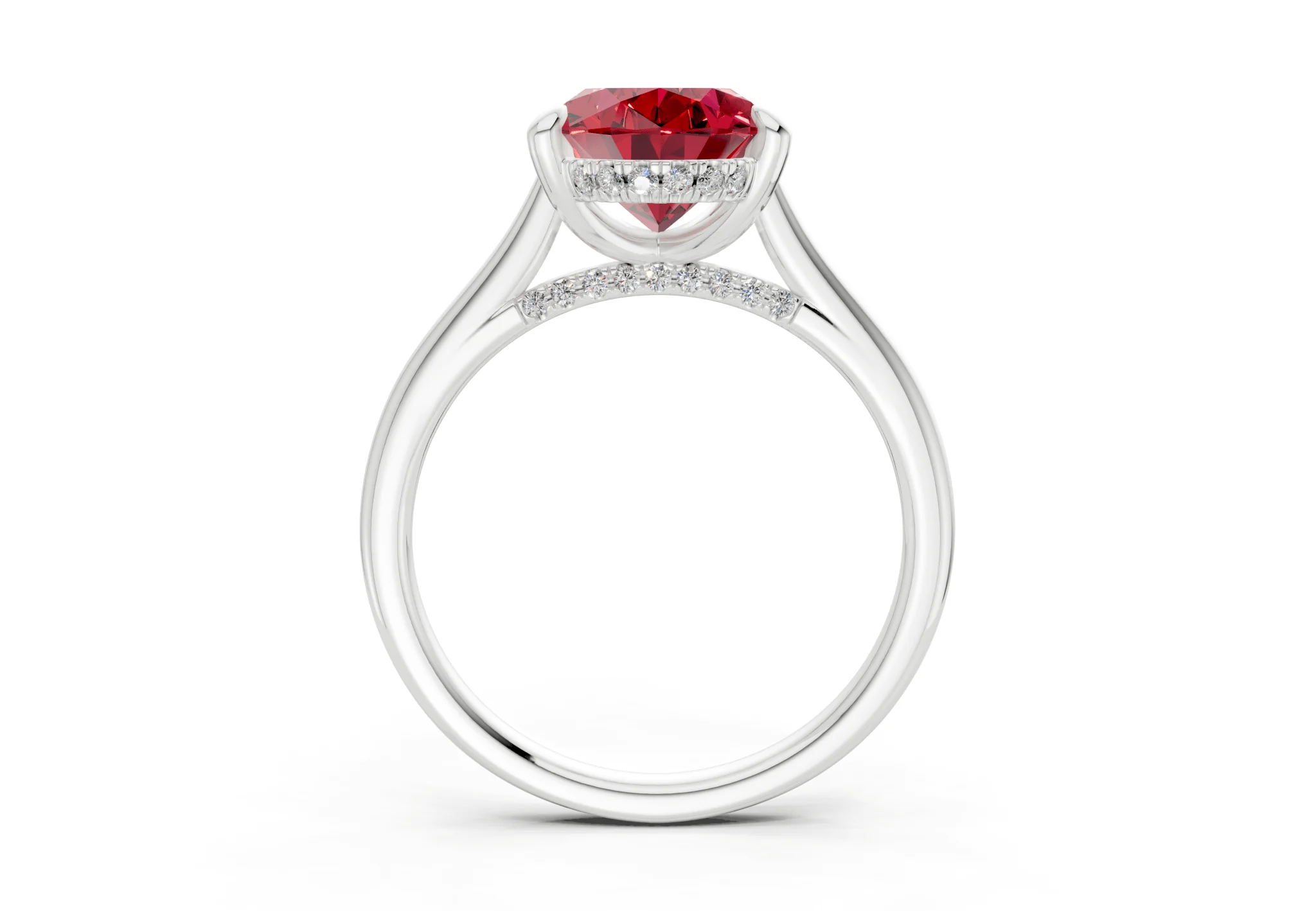 Piper Ruby Gemstone Solitaire Oval Cut 1.8mm Engagement Ring - Image 8