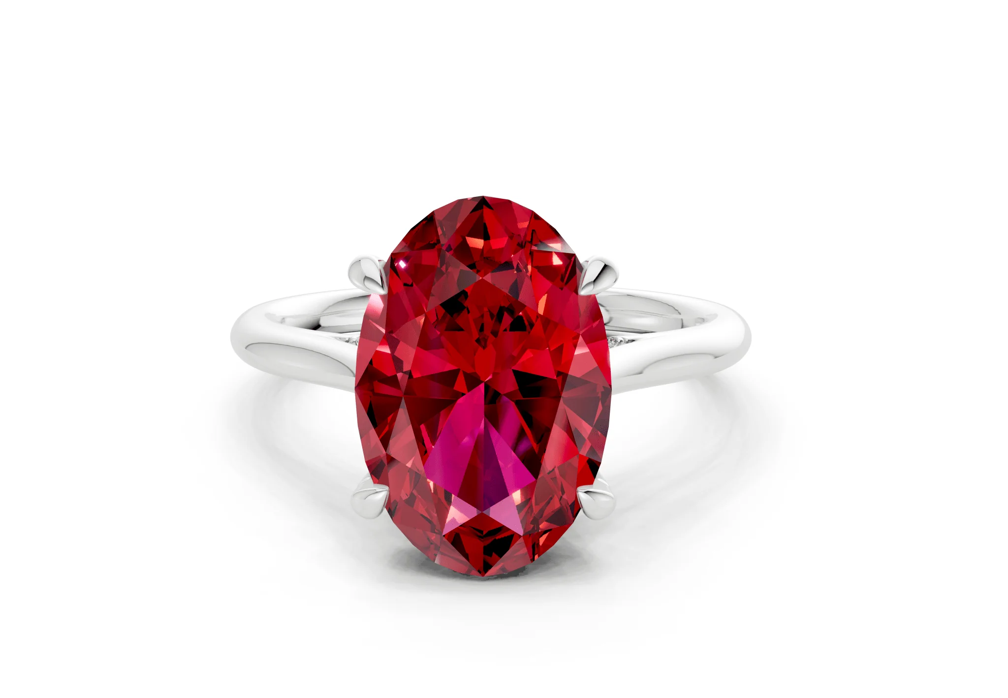 Piper Ruby Gemstone Solitaire Oval Cut 2mm Engagement Ring - Image 7