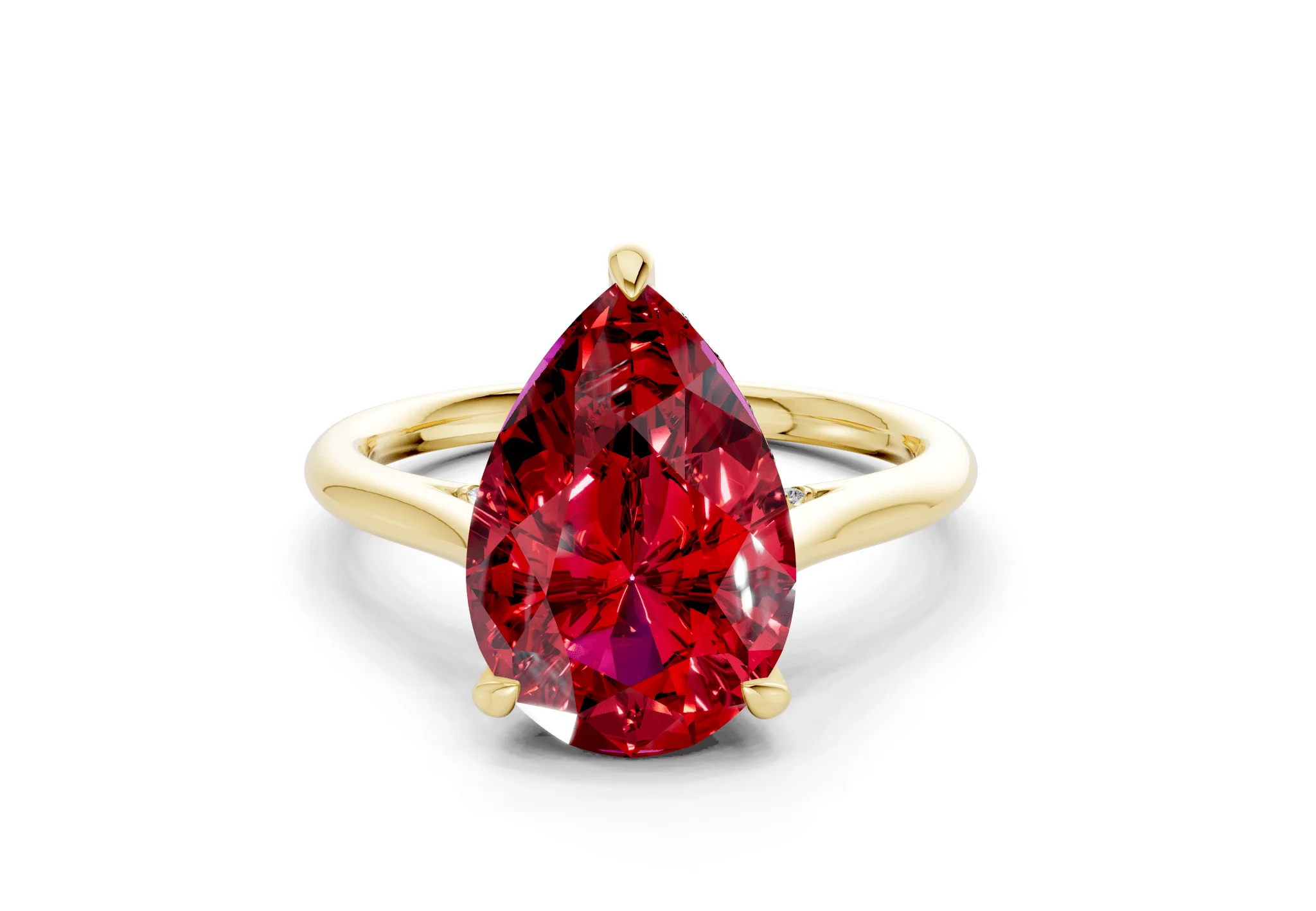 Piper Ruby Gemstone Solitaire Pear Cut 1.8mm Engagement Ring