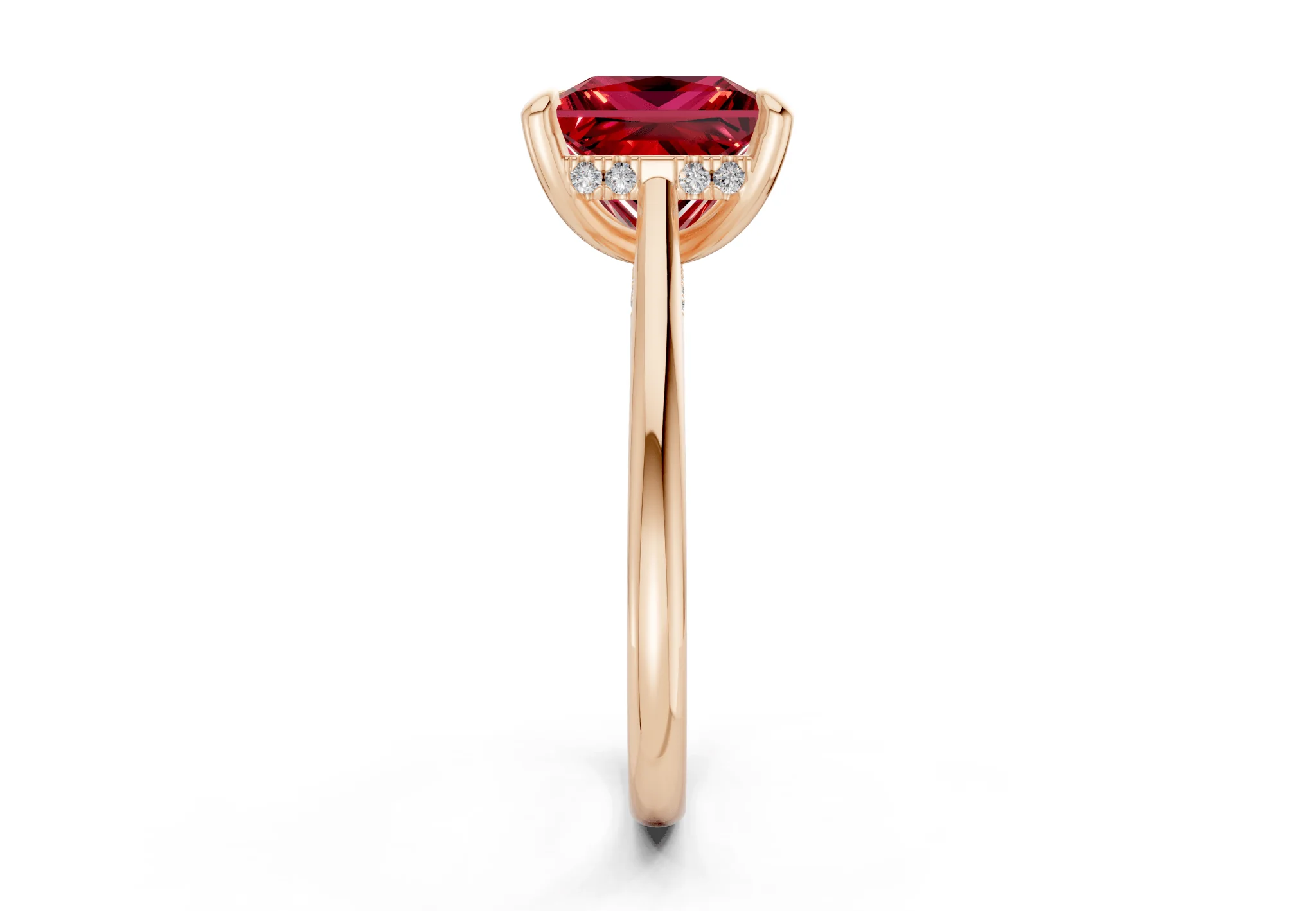 Piper Ruby Gemstone Solitaire Princess Cut 1.8mm Engagement Ring - Image 6