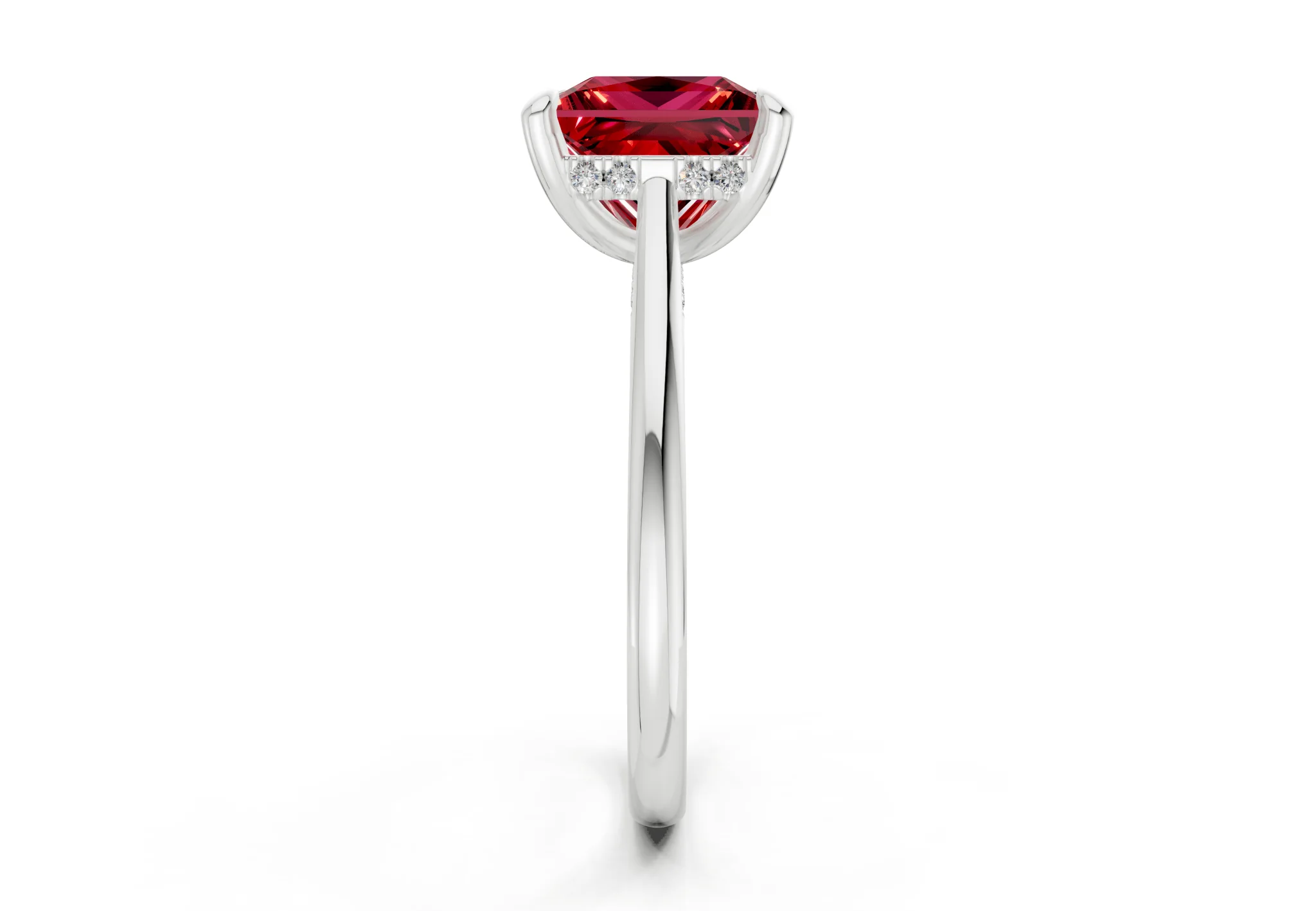 Piper Ruby Gemstone Solitaire Princess Cut 1.8mm Engagement Ring - Image 9