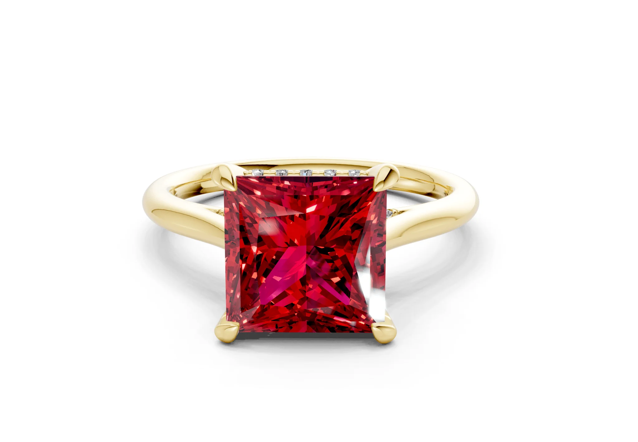 Piper Ruby Gemstone Solitaire Princess Cut 2.3mm Engagement Ring