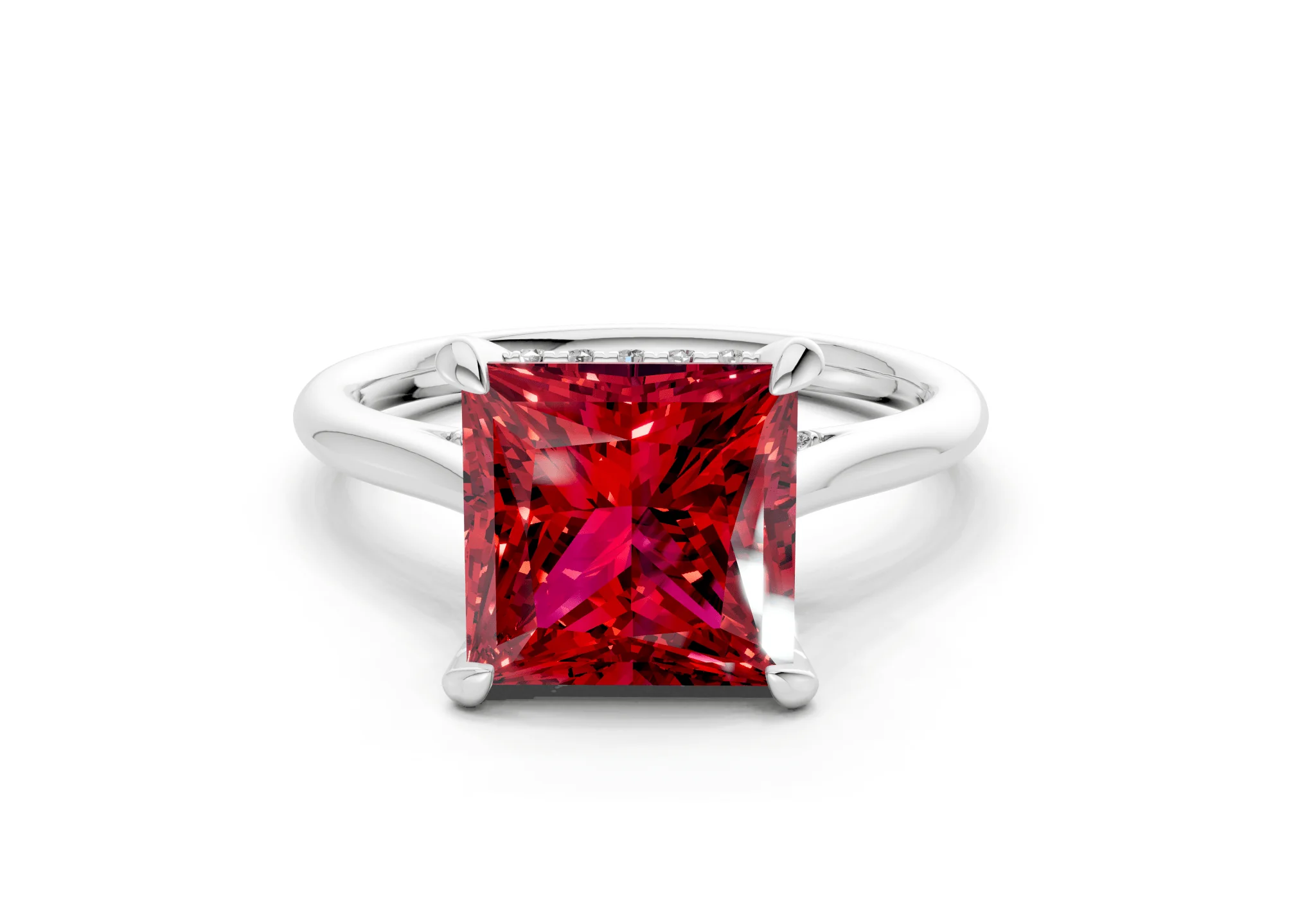 Piper Ruby Gemstone Solitaire Princess Cut 2mm Engagement Ring - Image 7