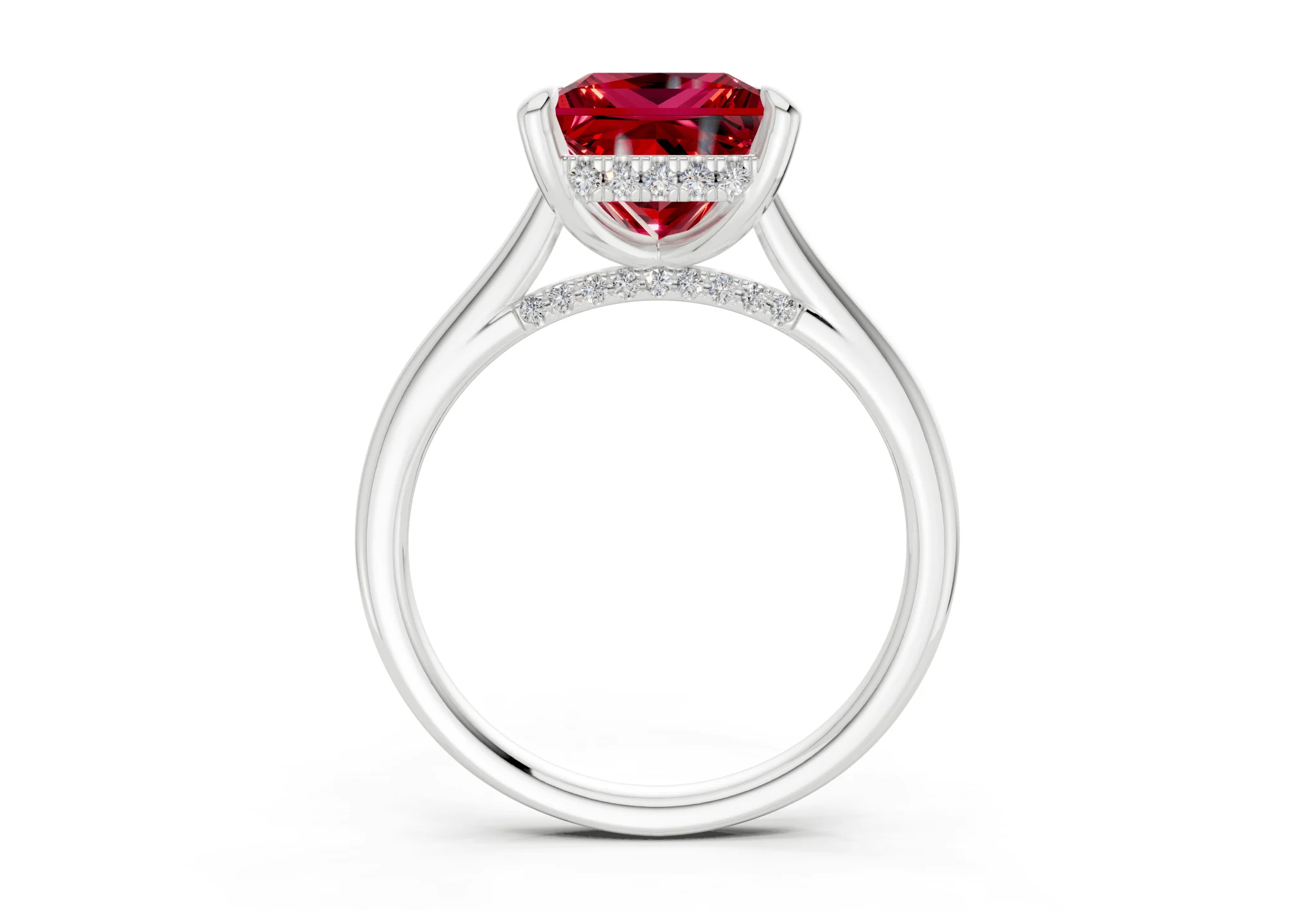 Piper Ruby Gemstone Solitaire Princess Cut 2mm Engagement Ring - Image 8