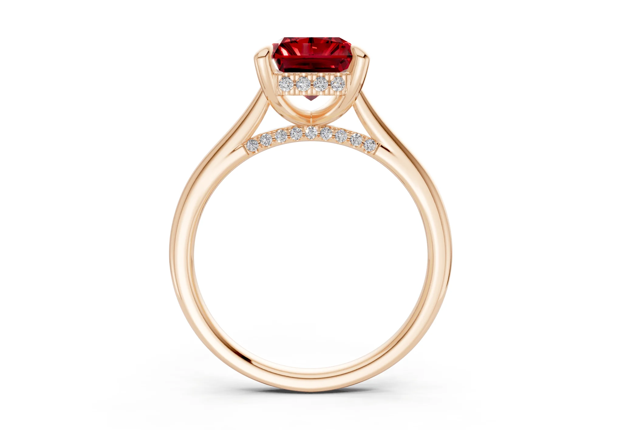 Piper Ruby Gemstone Solitaire Radiant Cut 1.8mm Engagement Ring - Image 5