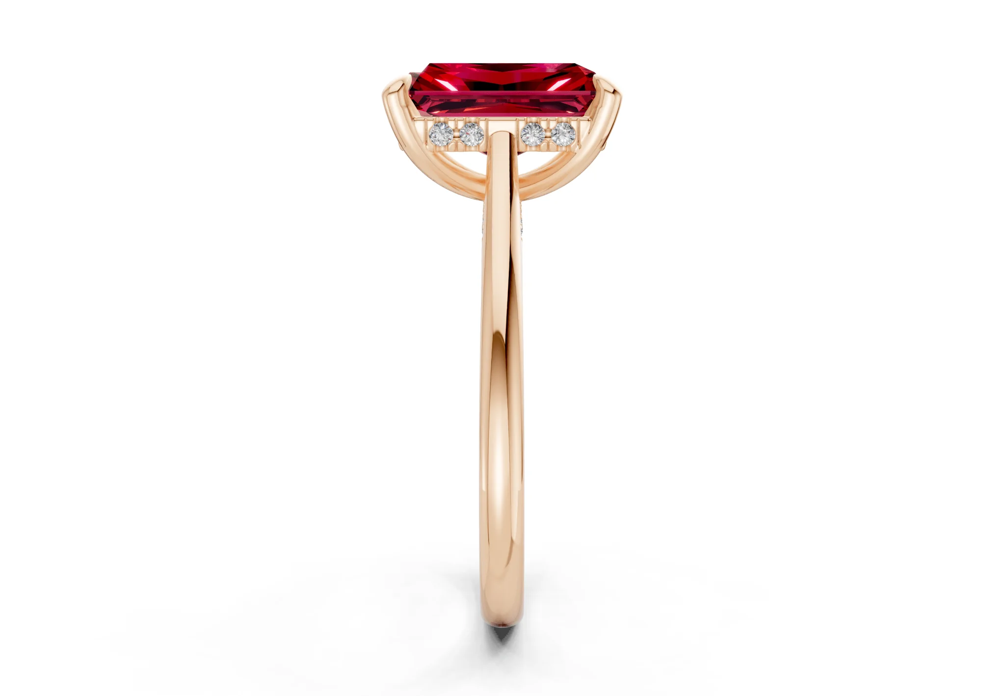 Piper Ruby Gemstone Solitaire Radiant Cut 1.8mm Engagement Ring - Image 6