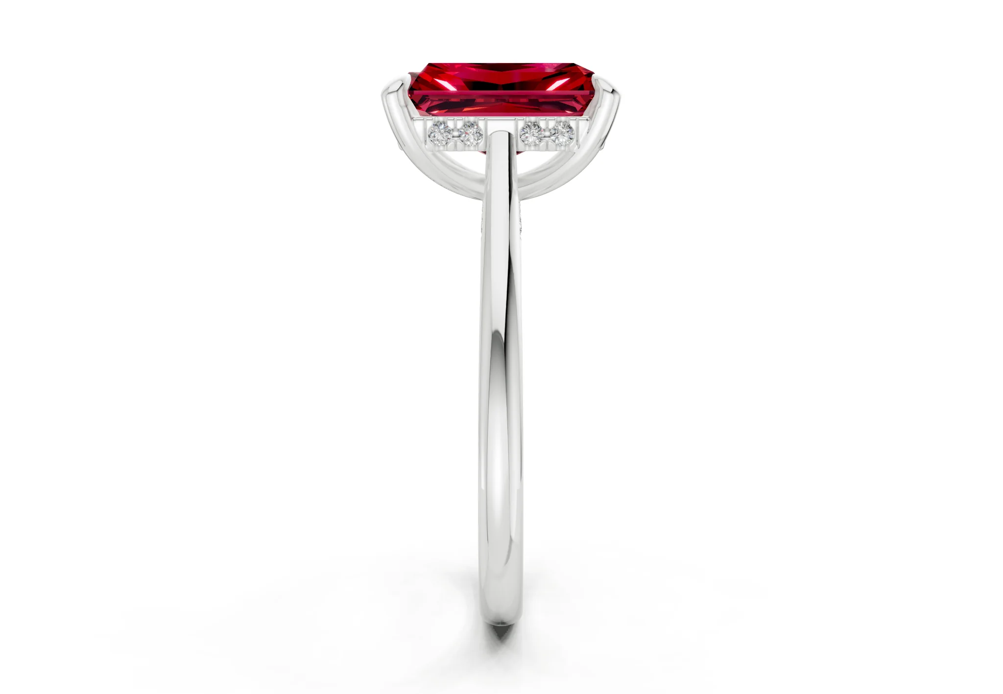 Piper Ruby Gemstone Solitaire Radiant Cut 1.8mm Engagement Ring - Image 9