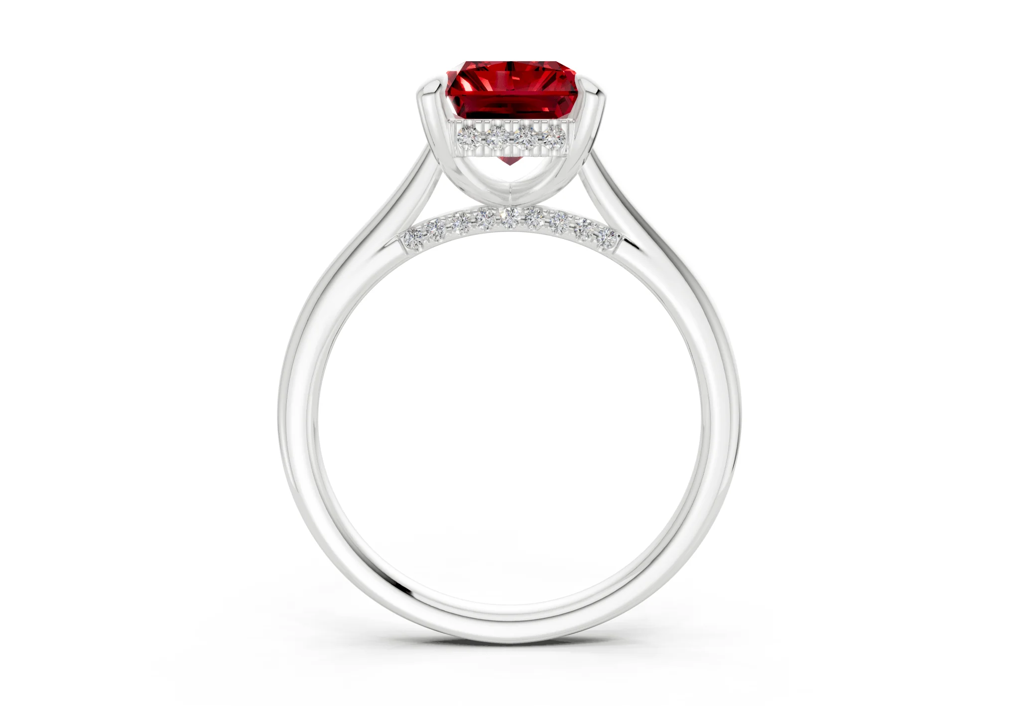 Piper Ruby Gemstone Solitaire Radiant Cut 2.2mm Engagement Ring - Image 8