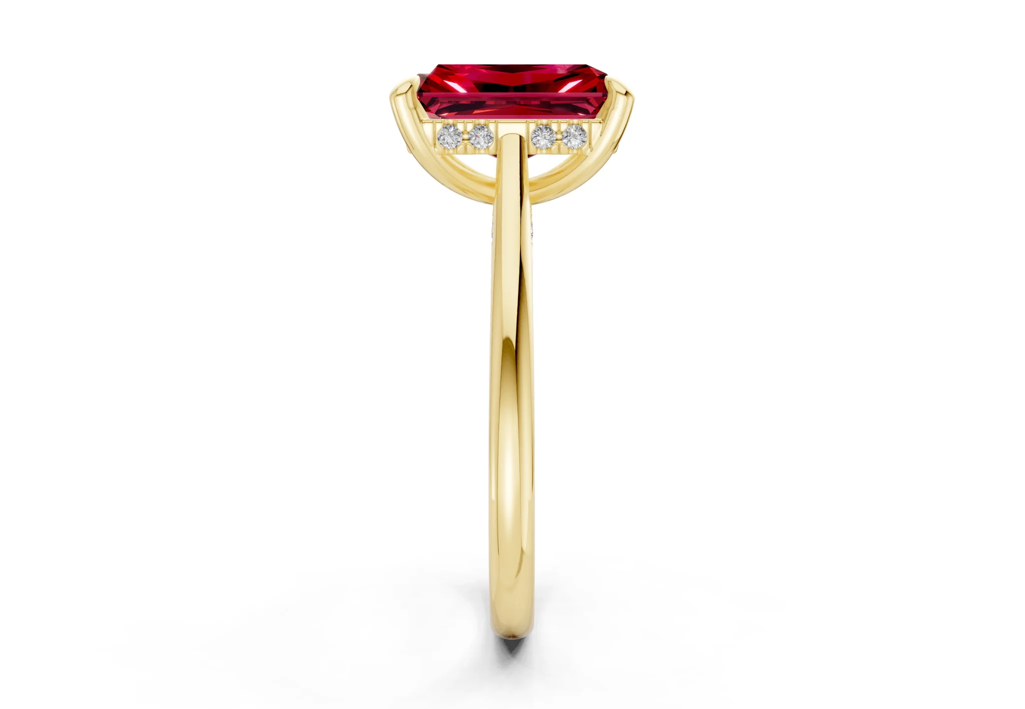 Piper Ruby Gemstone Solitaire Radiant Cut 2mm Engagement Ring - Image 3