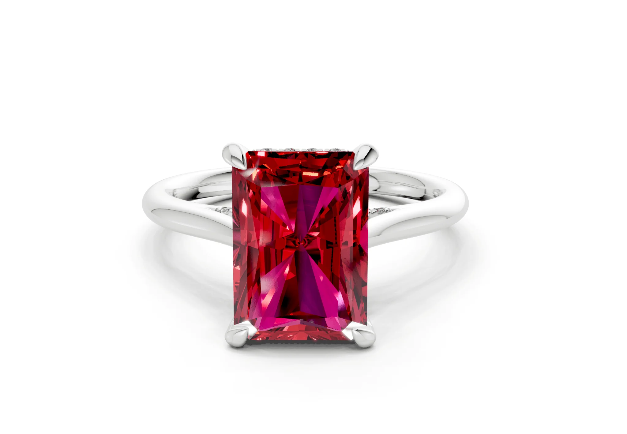 Piper Ruby Gemstone Solitaire Radiant Cut 2mm Engagement Ring - Image 7