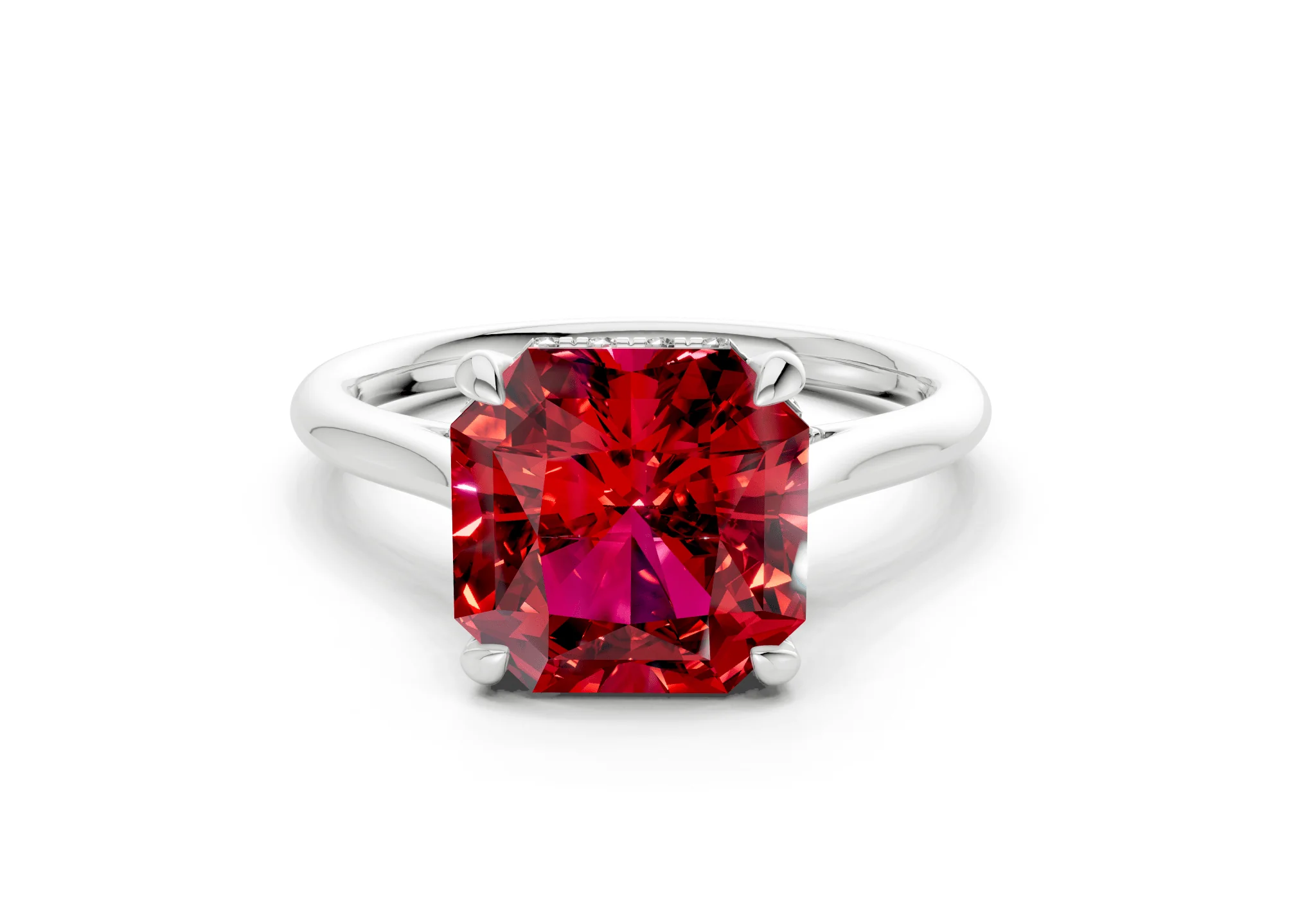 Piper Ruby Gemstone Solitaire Radiant Squareuare Cut 2.3mm Engagement Ring - Image 7