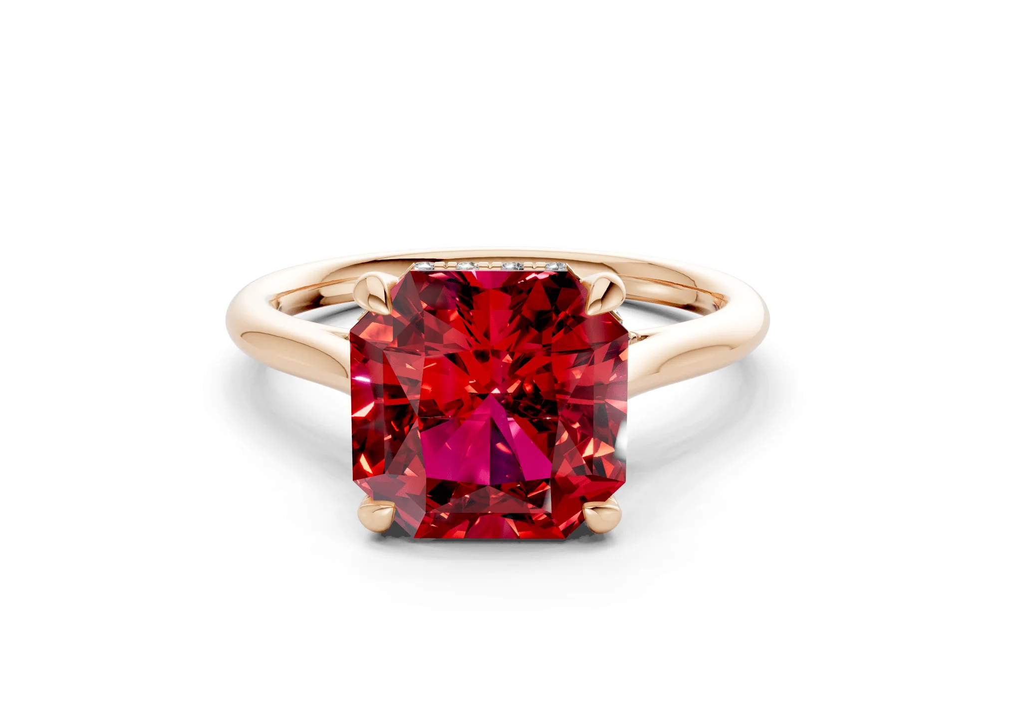 Piper Ruby Gemstone Solitaire Radiant Squareuare Cut 2mm Engagement Ring - Image 4