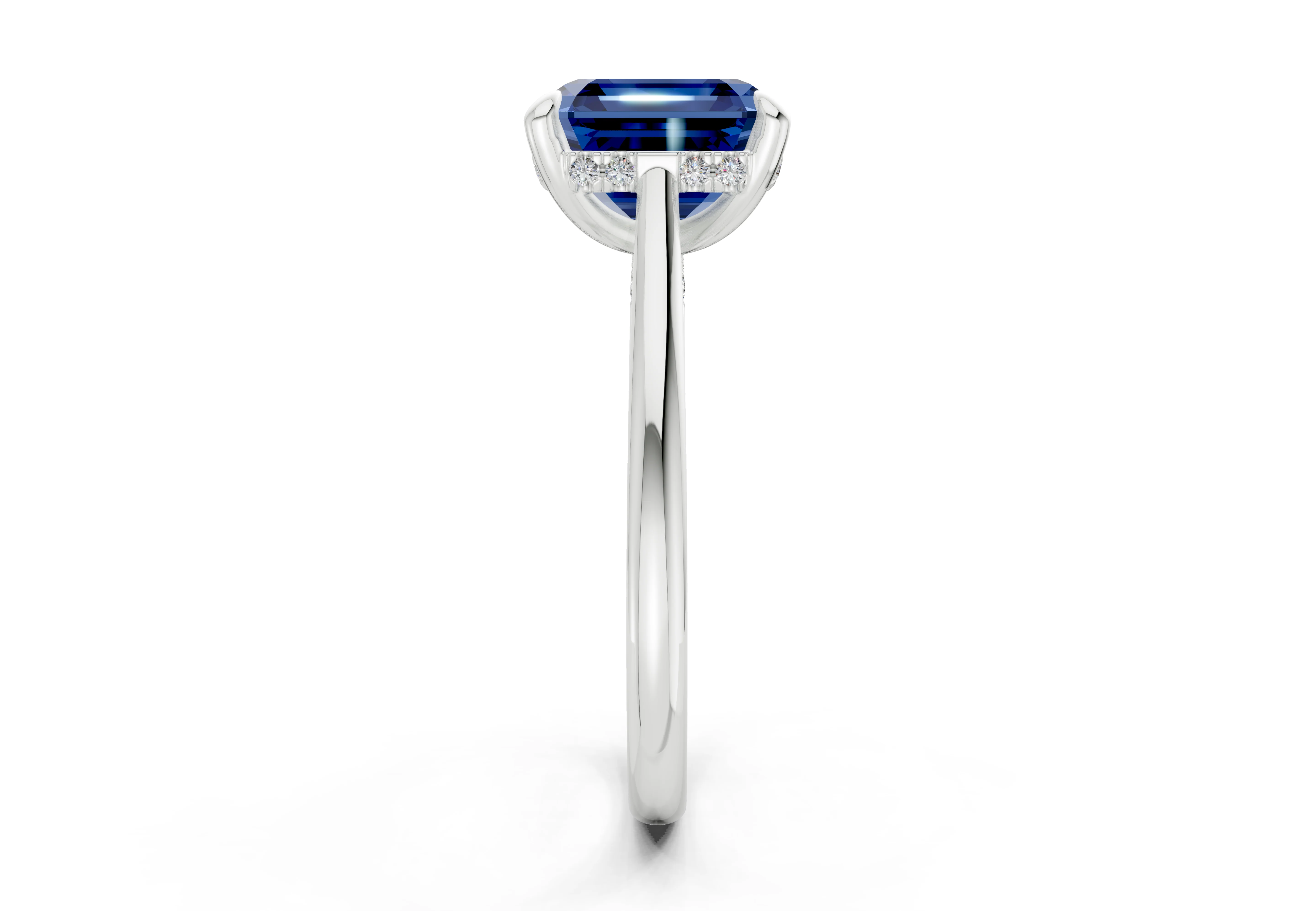 Piper Sapphire Gemstone Solitaire Asscher Cut 1.8mm Engagement Ring - Image 9