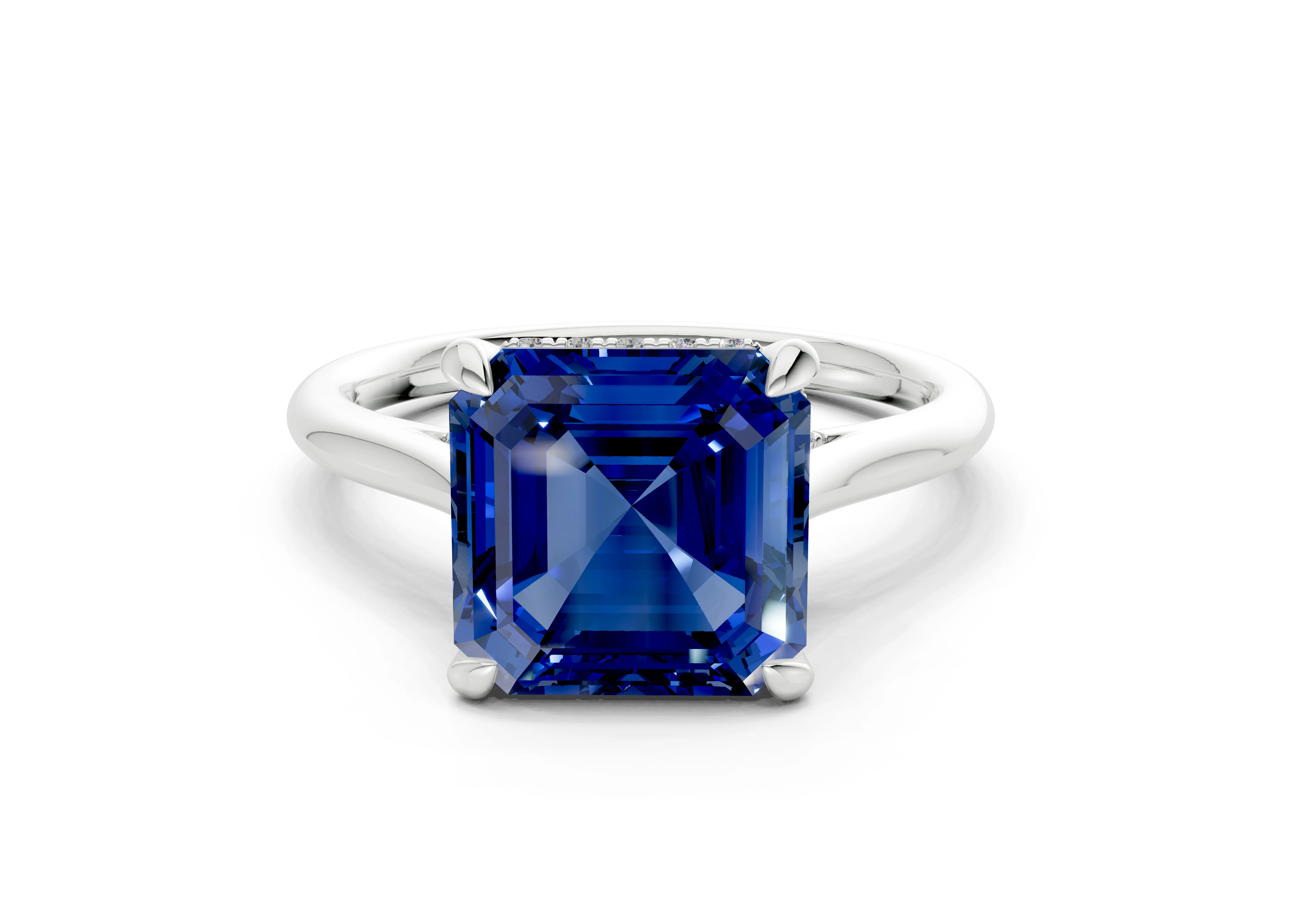 Piper Sapphire Gemstone Solitaire Asscher Cut 2.3mm Engagement Ring - Image 7