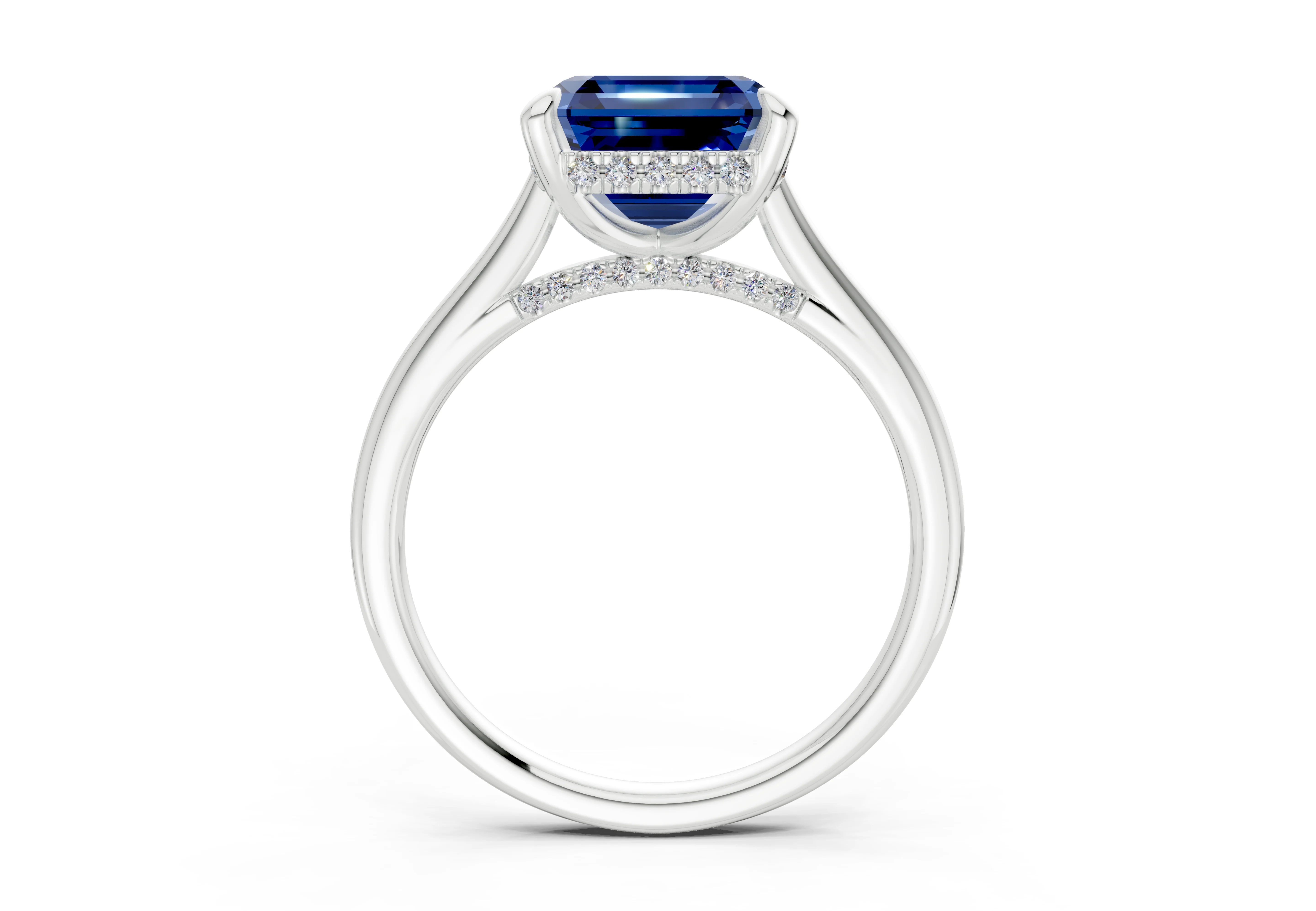 Piper Sapphire Gemstone Solitaire Asscher Cut 2.3mm Engagement Ring - Image 8