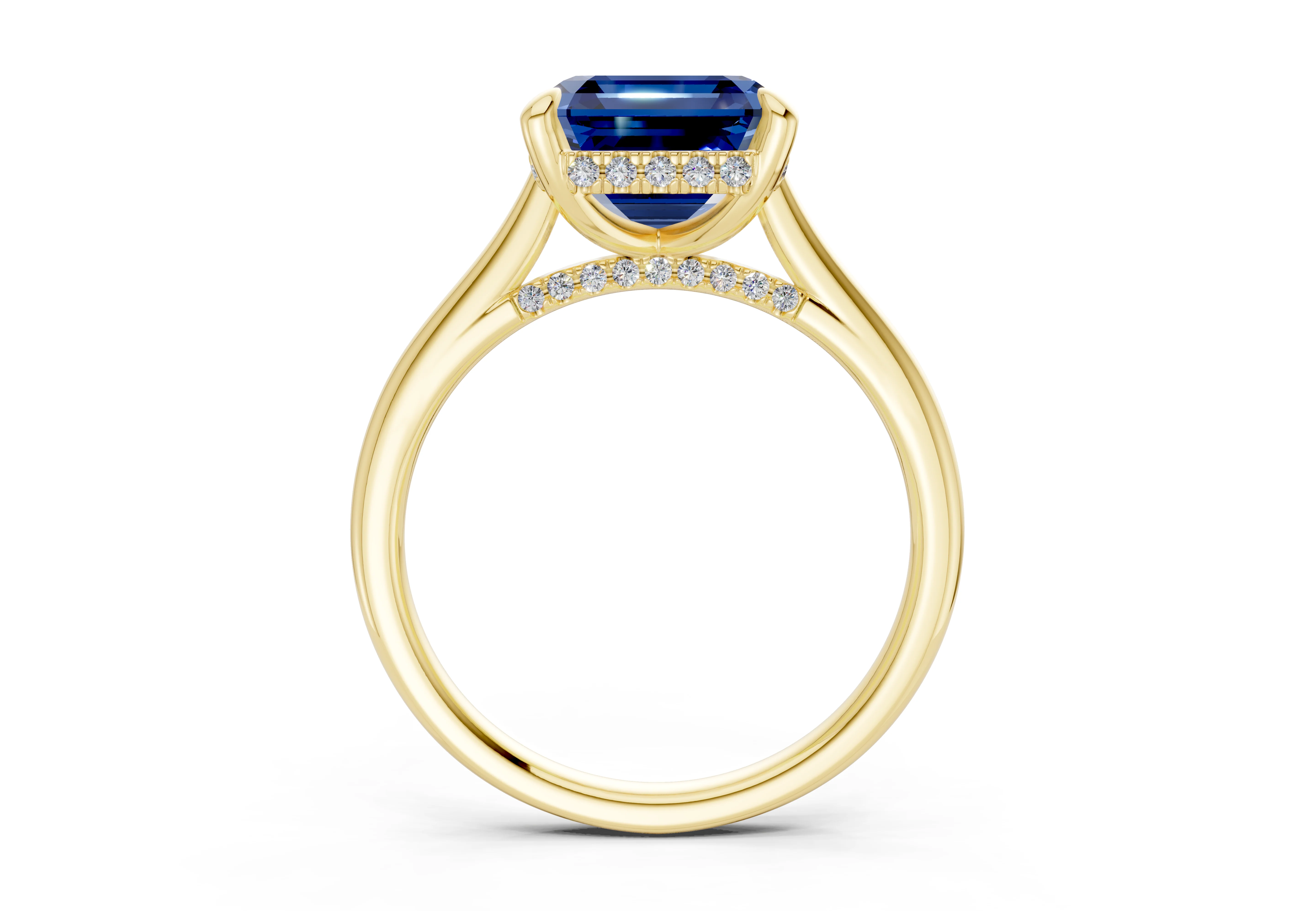 Piper Sapphire Gemstone Solitaire Asscher Cut 2mm Engagement Ring - Image 2