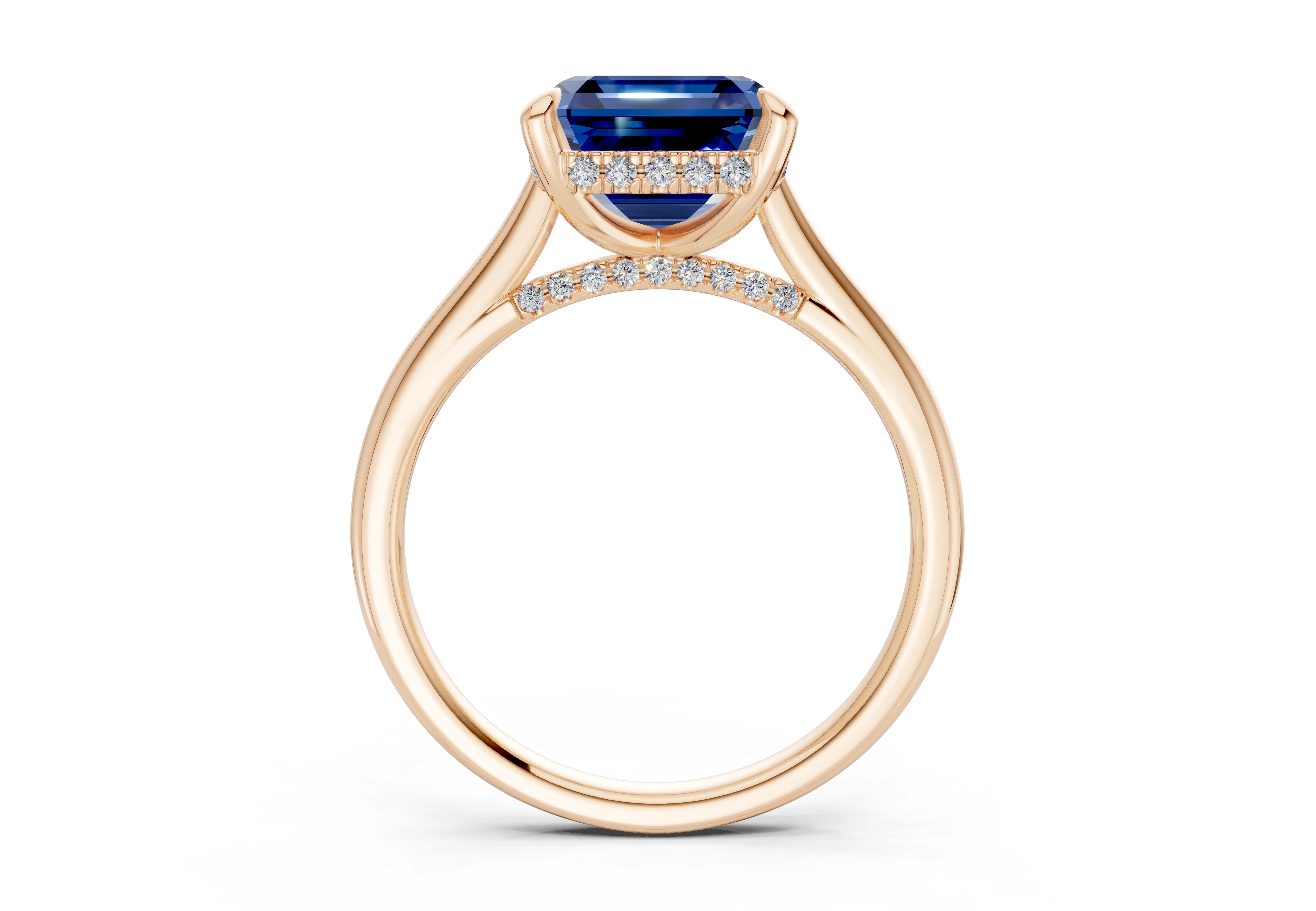 Piper Sapphire Gemstone Solitaire Asscher Cut 2mm Engagement Ring - Image 5