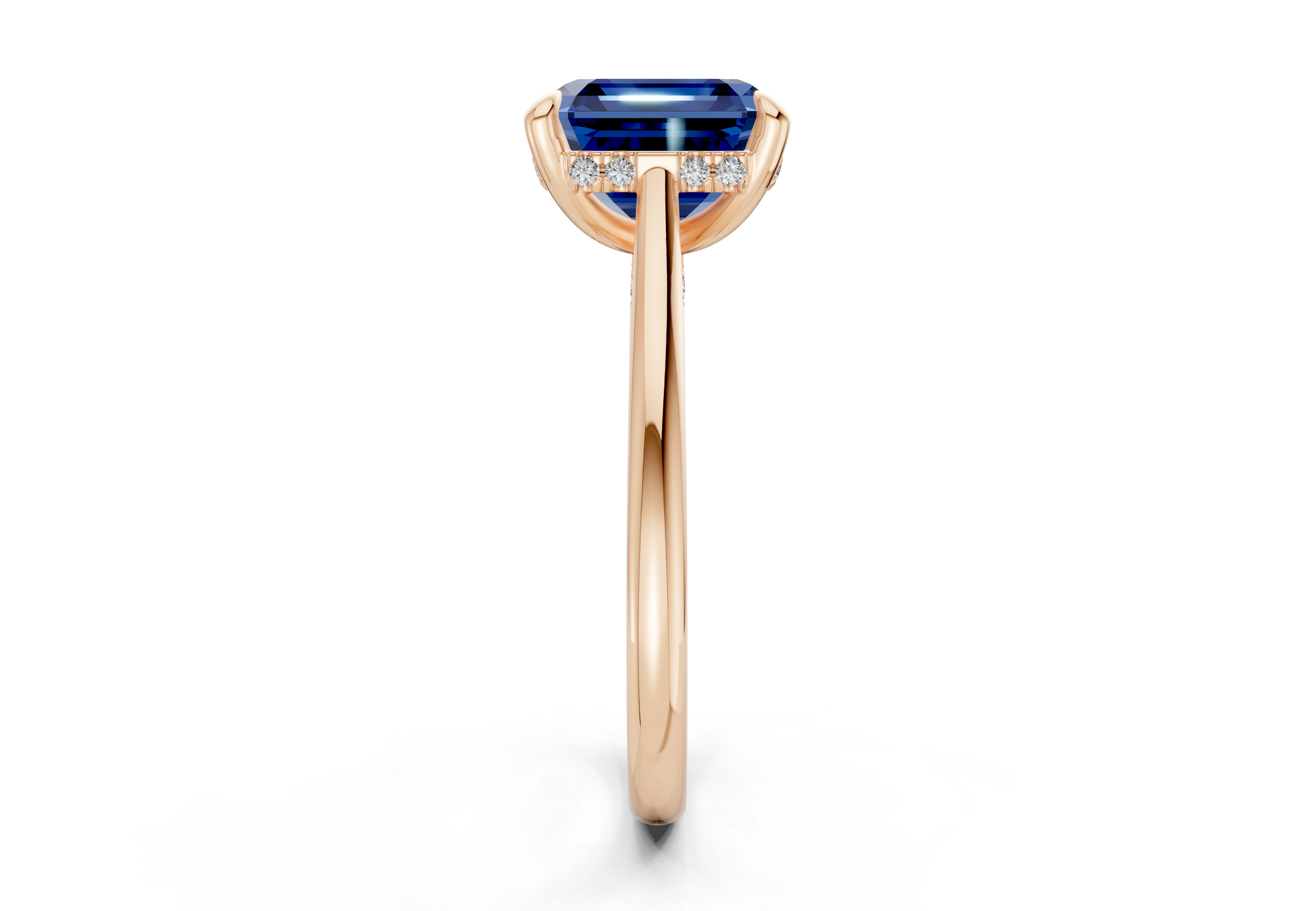 Piper Sapphire Gemstone Solitaire Asscher Cut 2mm Engagement Ring - Image 6