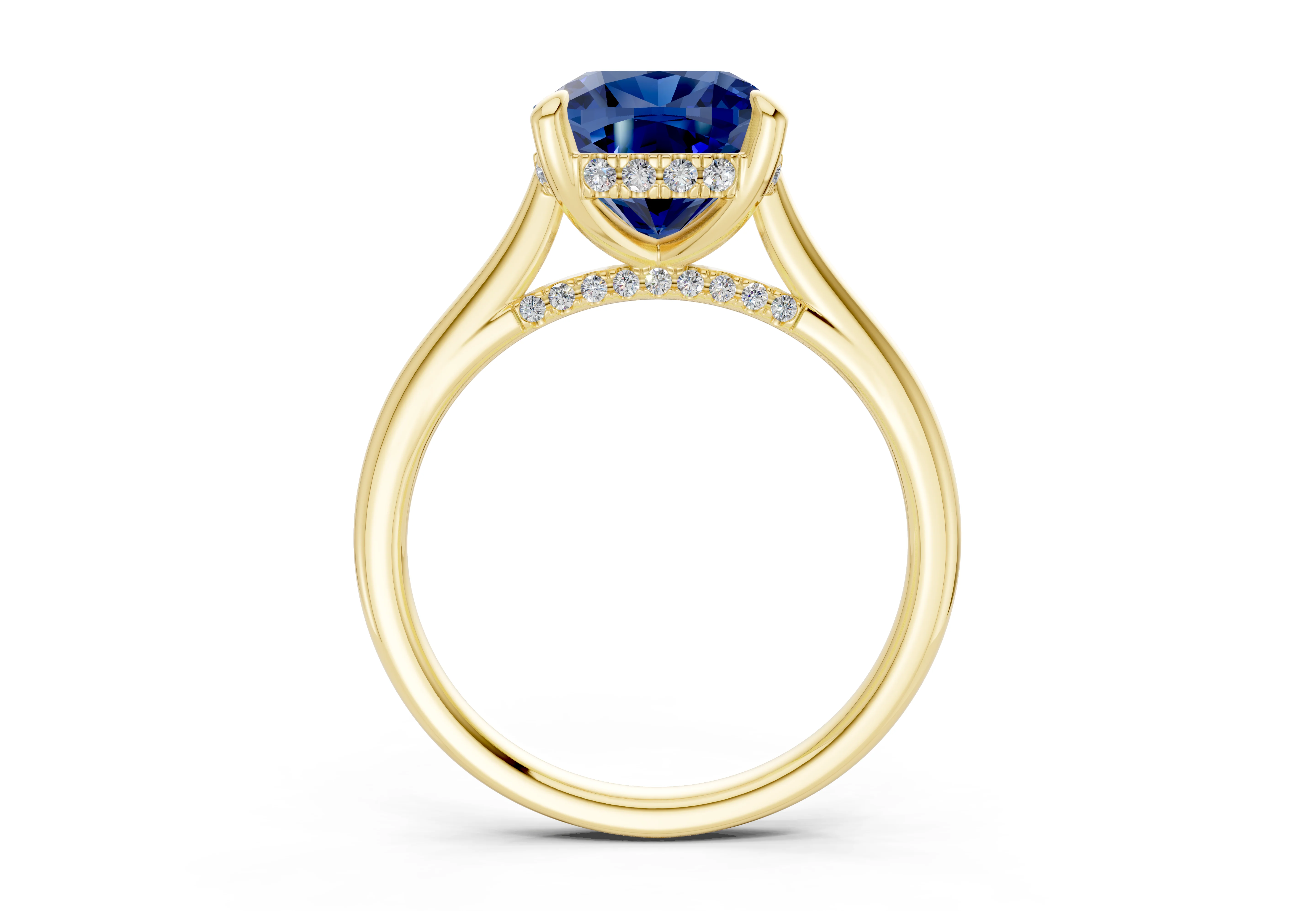 Piper Sapphire Gemstone Solitaire Cushion Squareuare Cut 1.8mm Engagement Ring - Image 2