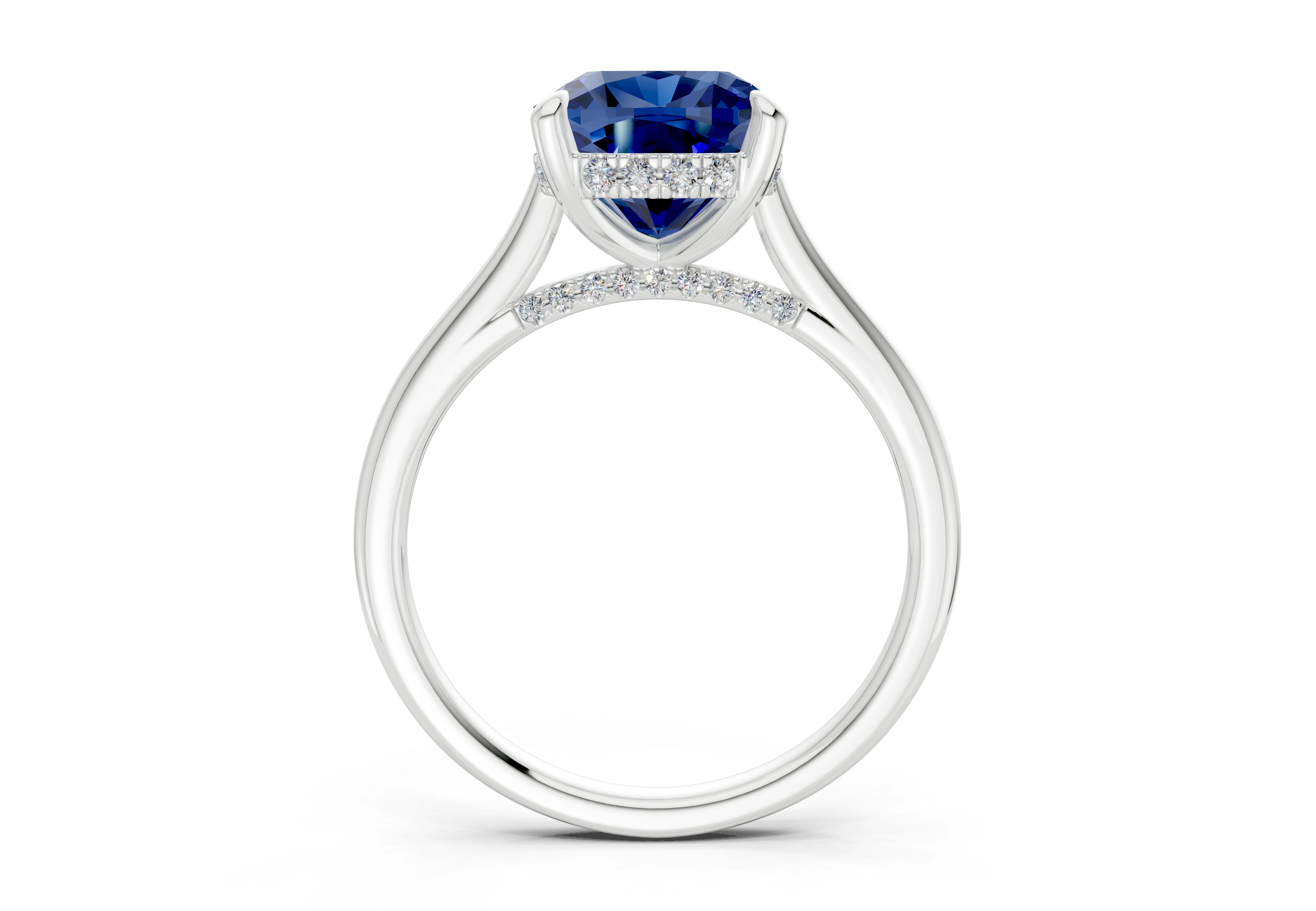 Piper Sapphire Gemstone Solitaire Cushion Squareuare Cut 1.8mm Engagement Ring - Image 8