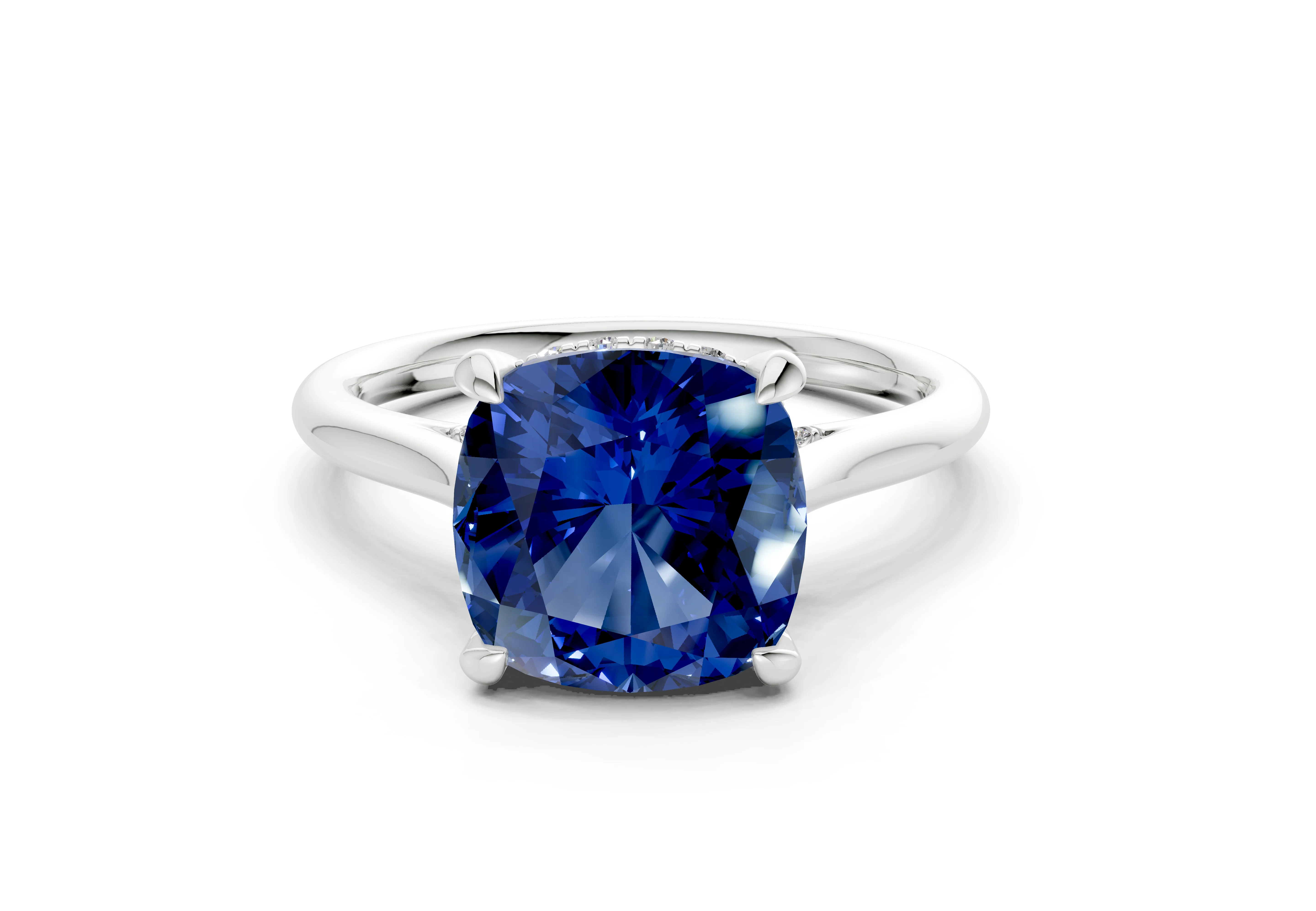 Piper Sapphire Gemstone Solitaire Cushion Squareuare Cut 2.3mm Engagement Ring - Image 7