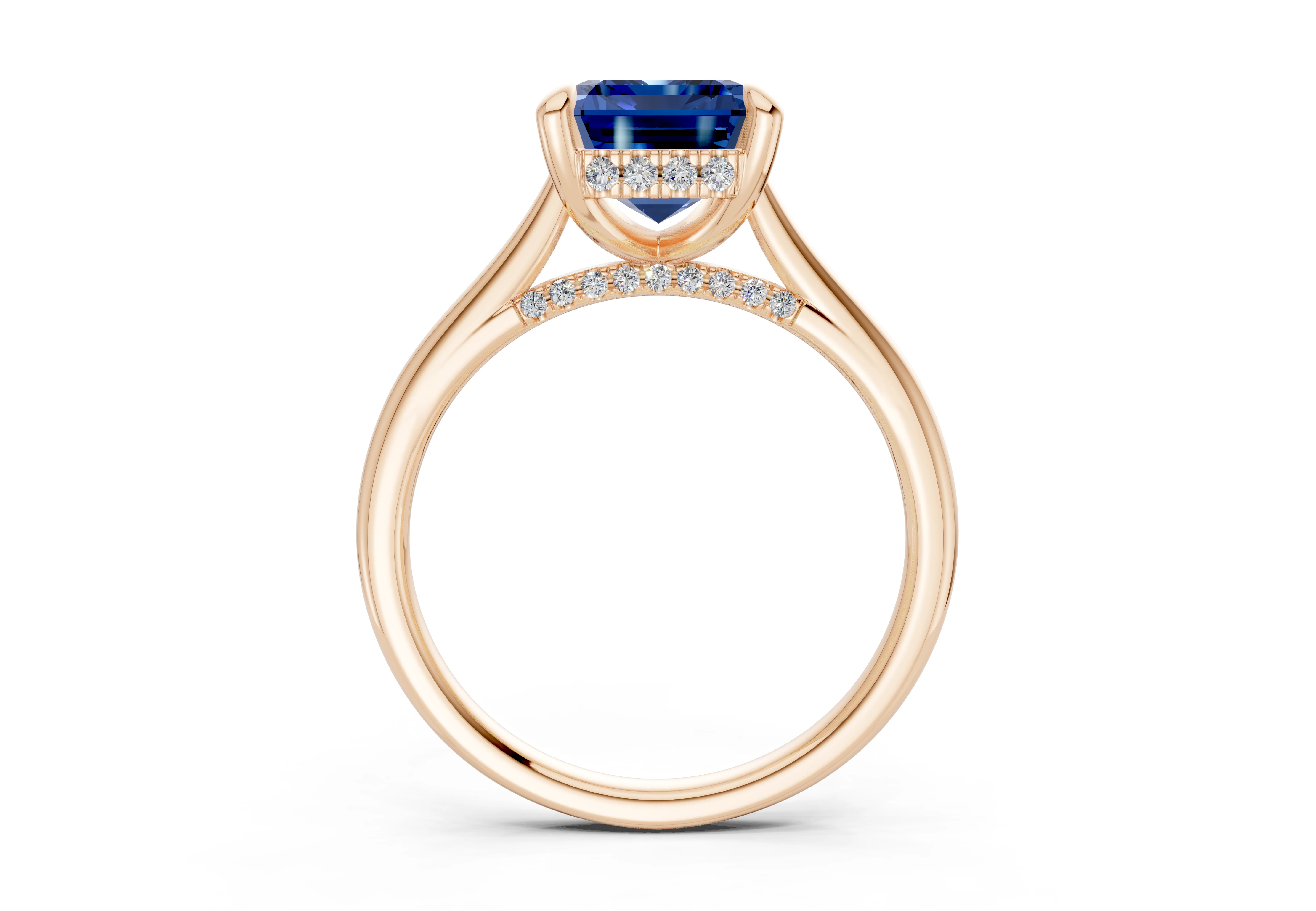 Piper Sapphire Gemstone Solitaire Emerald Cut 1.8mm Engagement Ring - Image 5