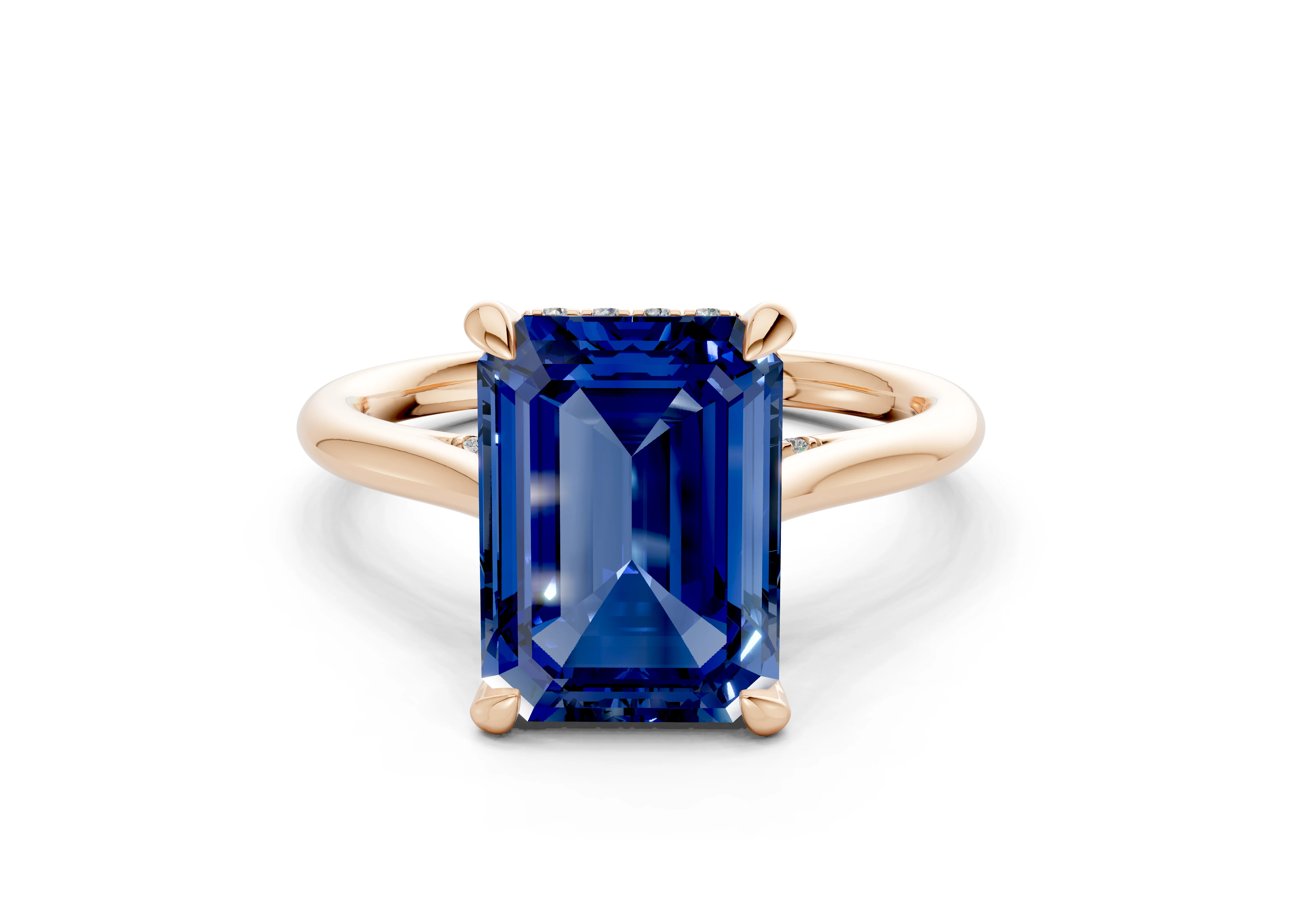 Piper Sapphire Gemstone Solitaire Emerald Cut 2mm Engagement Ring - Image 4