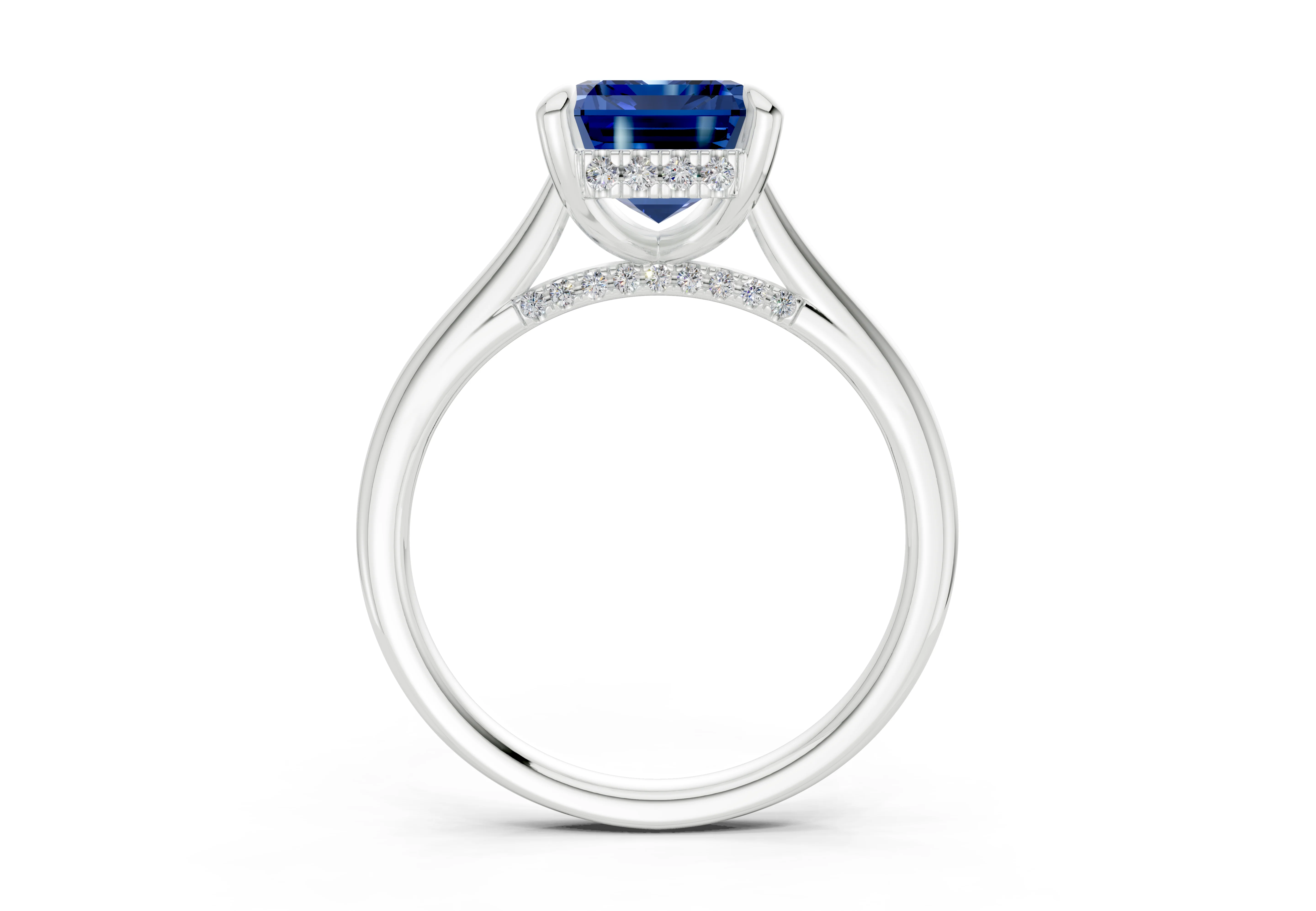 Piper Sapphire Gemstone Solitaire Emerald Cut 2mm Engagement Ring - Image 8