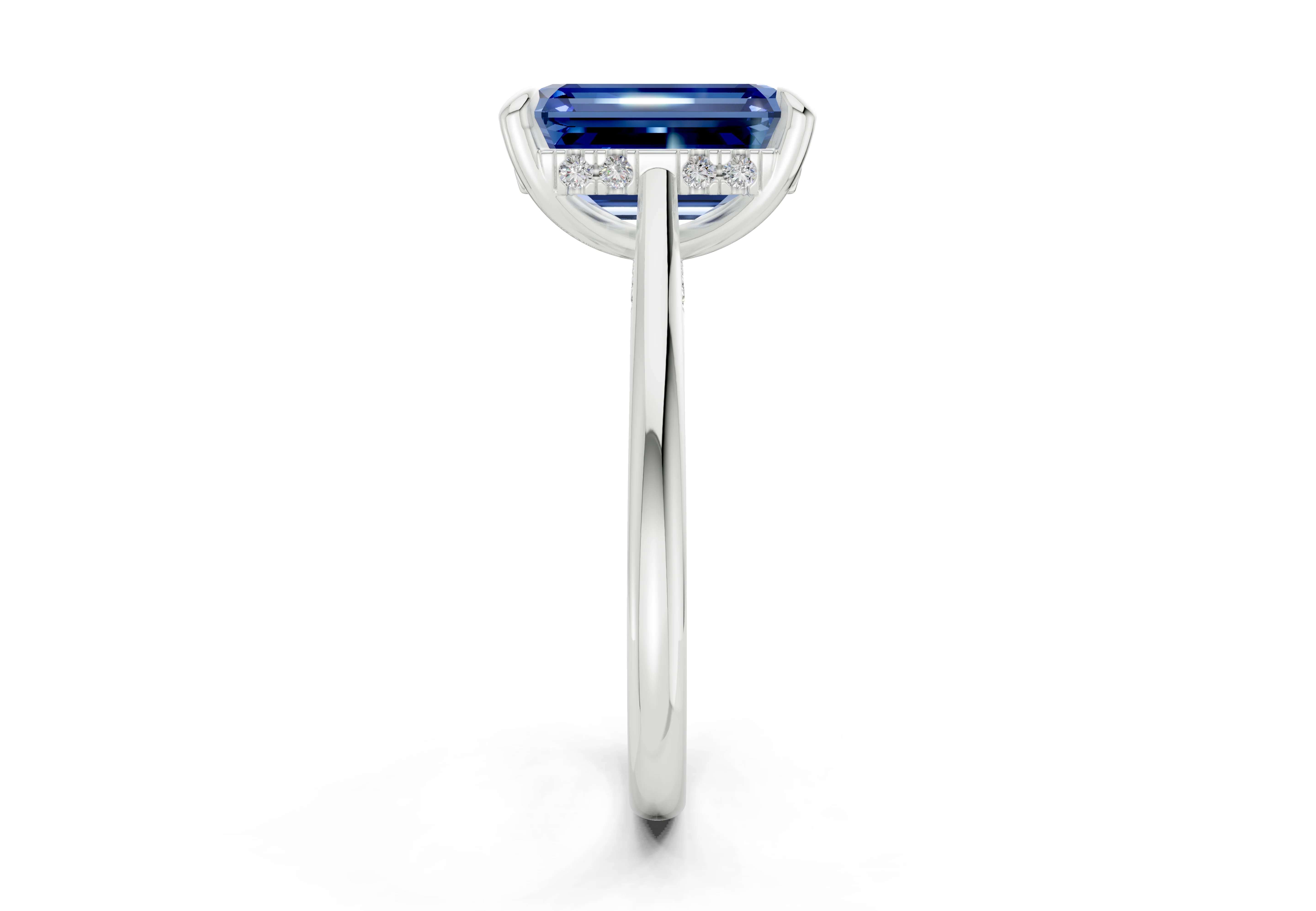 Piper Sapphire Gemstone Solitaire Emerald Cut 2mm Engagement Ring - Image 9