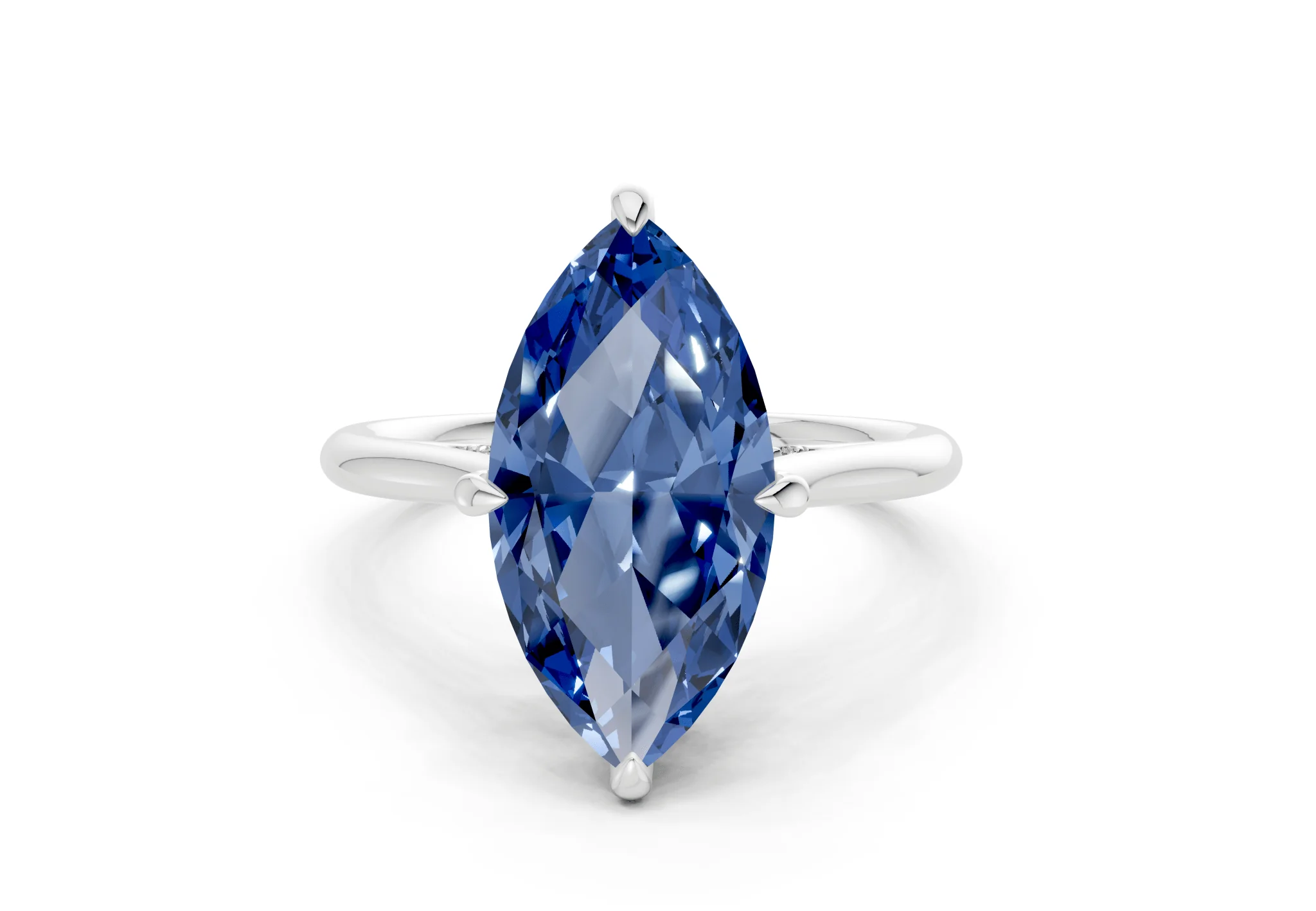 Piper Sapphire Gemstone Solitaire Marquise Cut 1.8mm Engagement Ring - Image 7