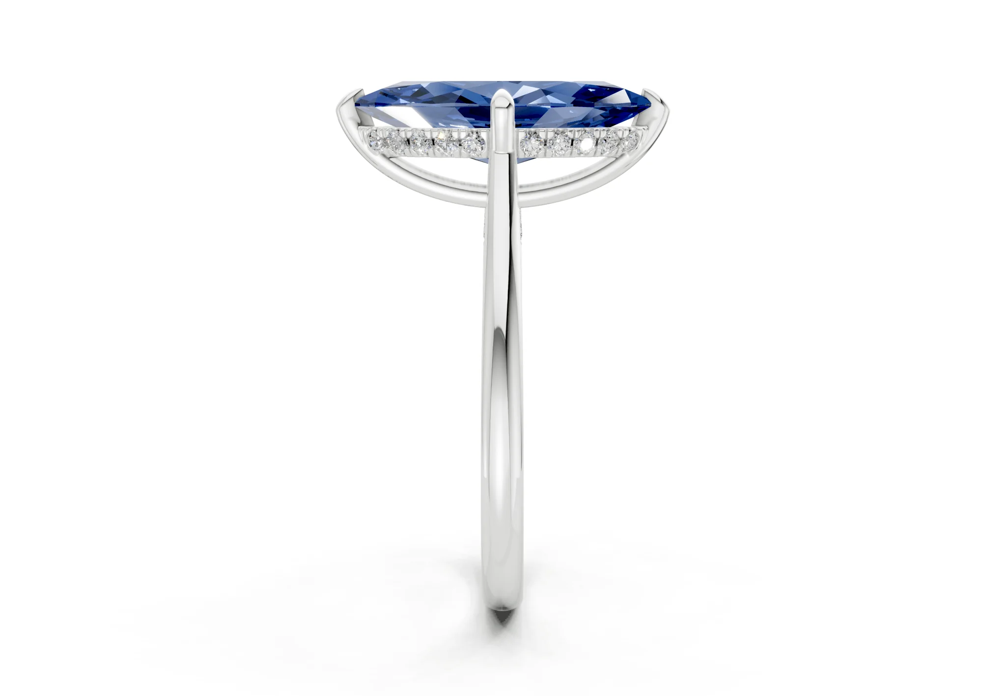 Piper Sapphire Gemstone Solitaire Marquise Cut 1.8mm Engagement Ring - Image 9