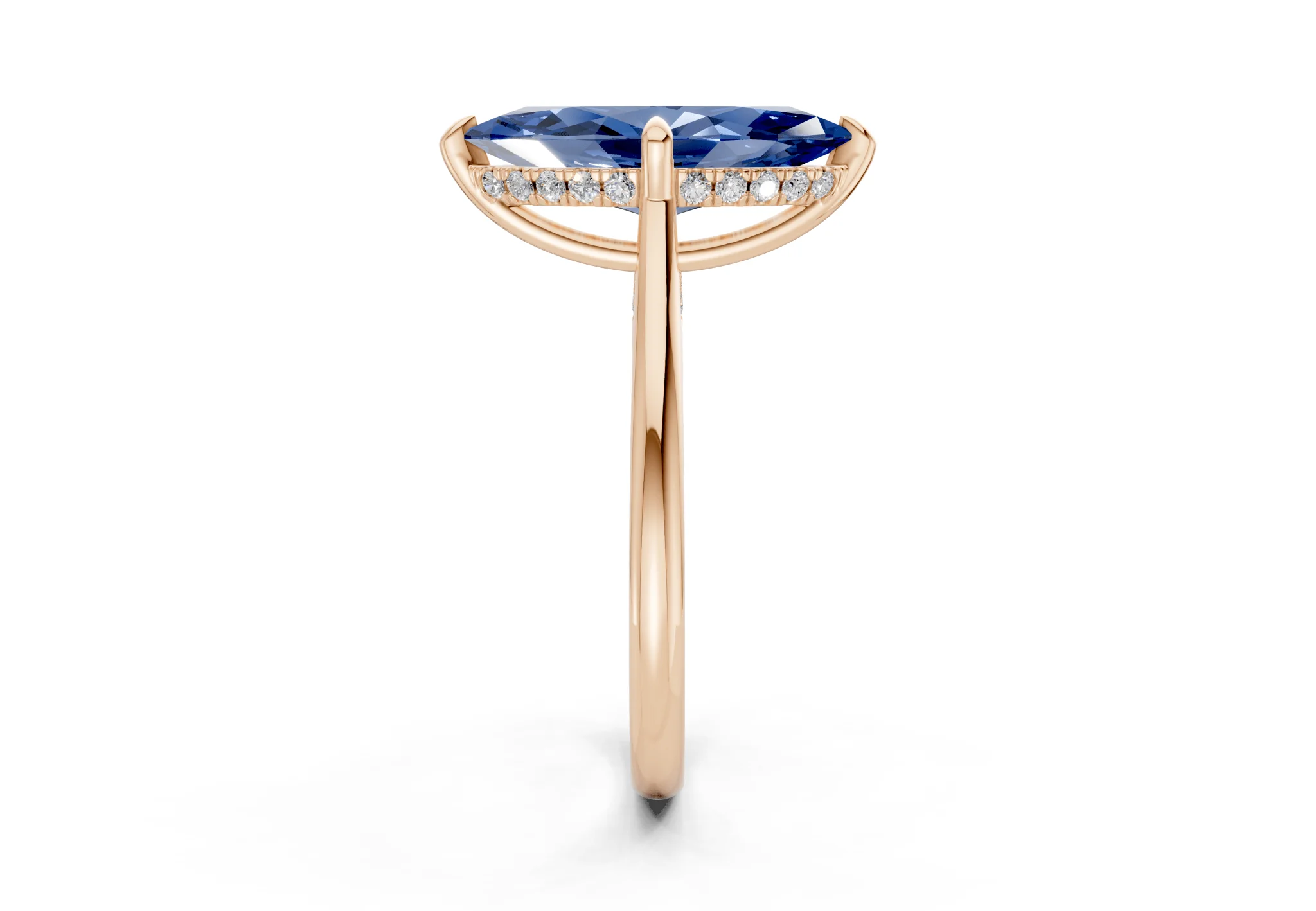 Piper Sapphire Gemstone Solitaire Marquise Cut 2mm Engagement Ring - Image 6