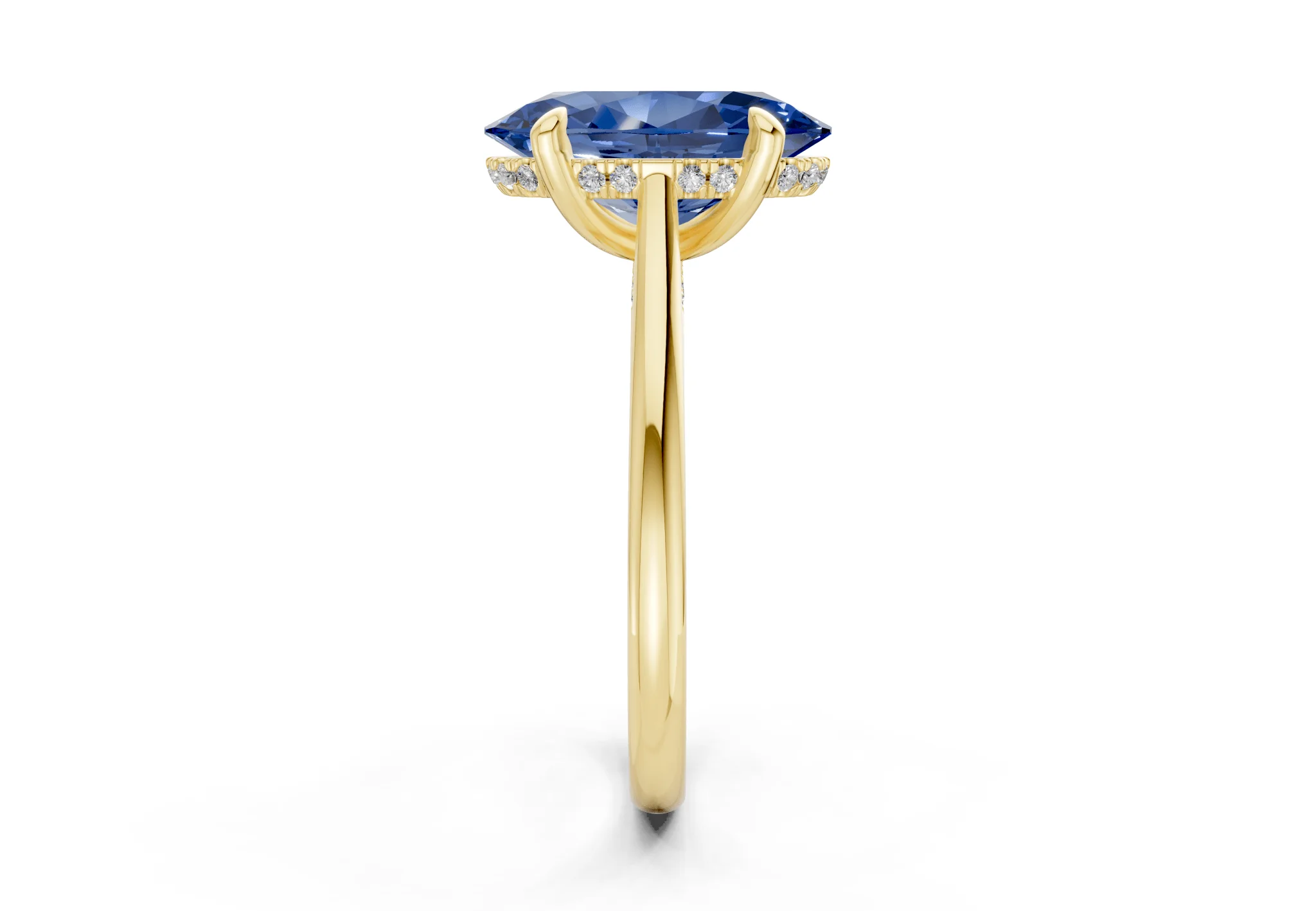 Piper Sapphire Gemstone Solitaire Oval Cut 2mm Engagement Ring - Image 3