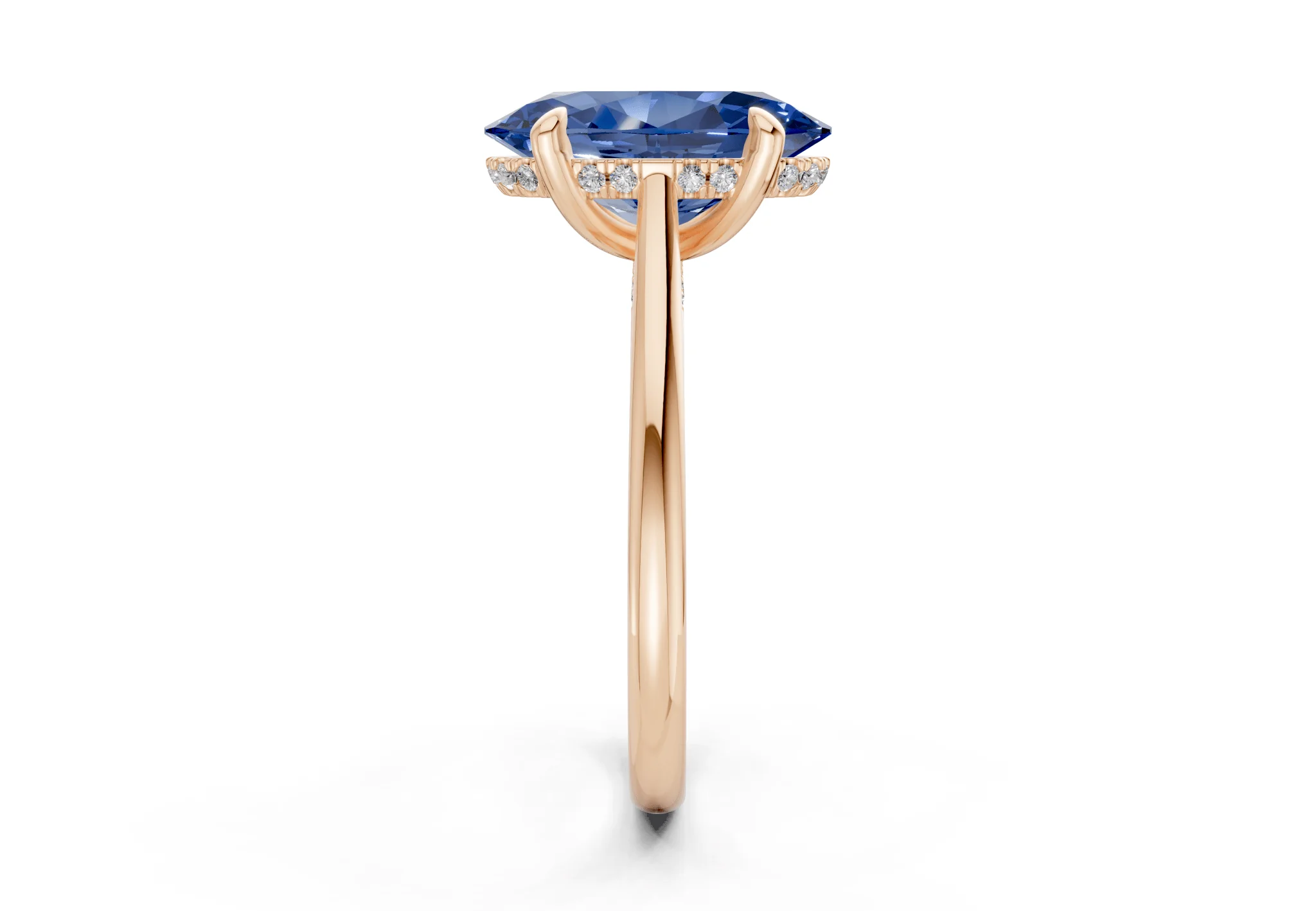 Piper Sapphire Gemstone Solitaire Oval Cut 2mm Engagement Ring - Image 6