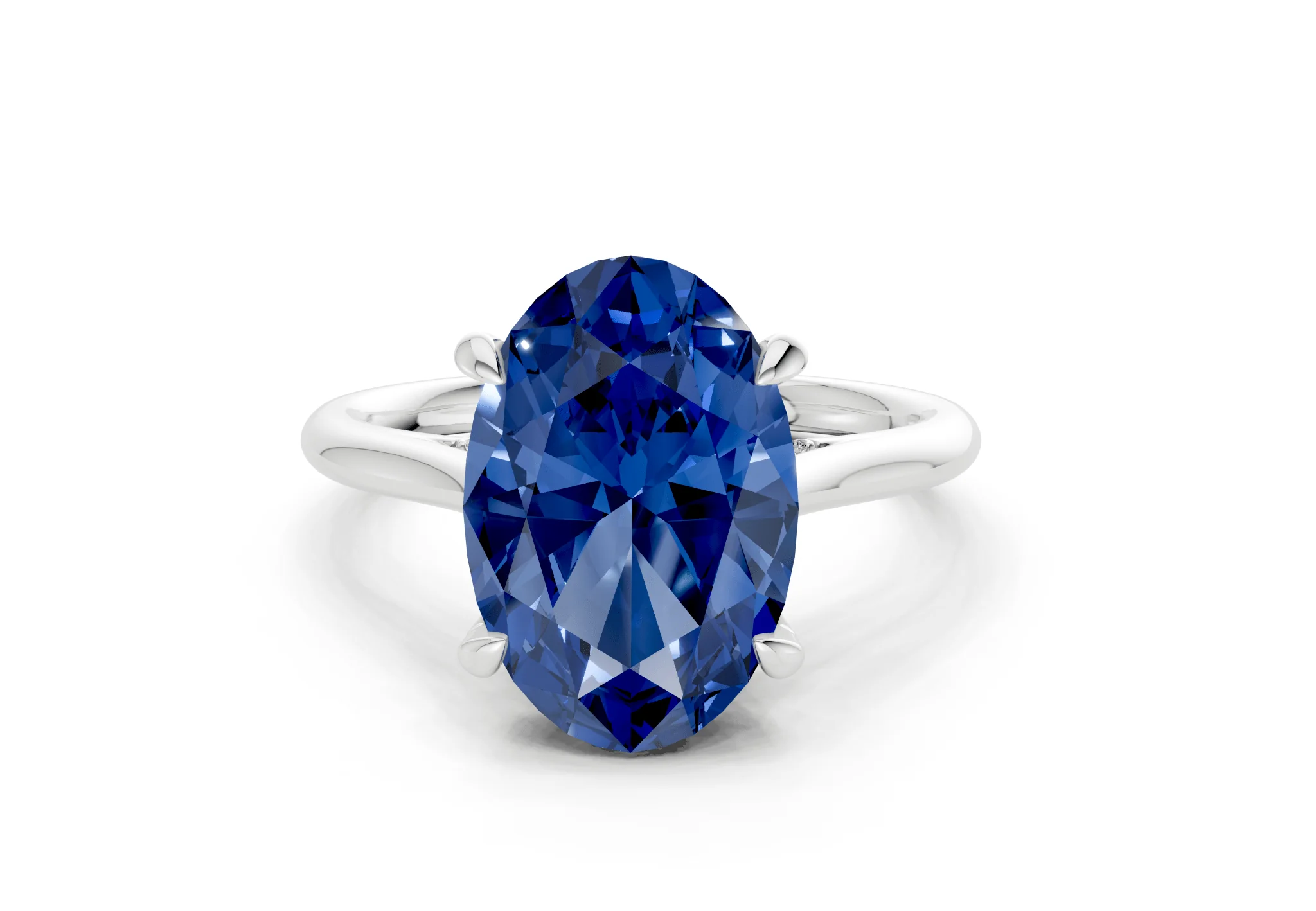 Piper Sapphire Gemstone Solitaire Oval Cut 2mm Engagement Ring - Image 7
