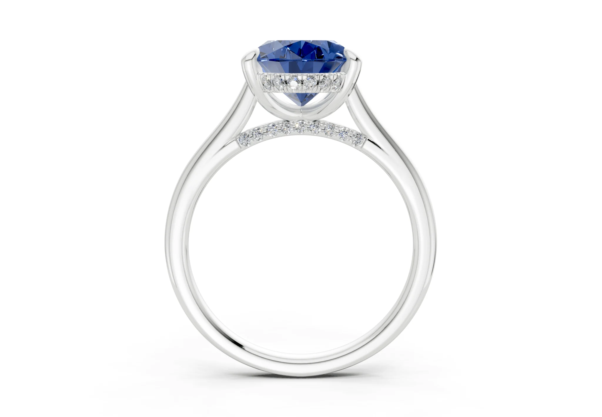 Piper Sapphire Gemstone Solitaire Oval Cut 2mm Engagement Ring - Image 8