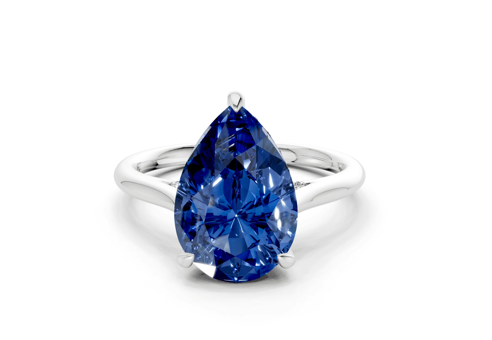 Piper Sapphire Gemstone Solitaire Pear Cut 1.8mm Engagement Ring - Image 7