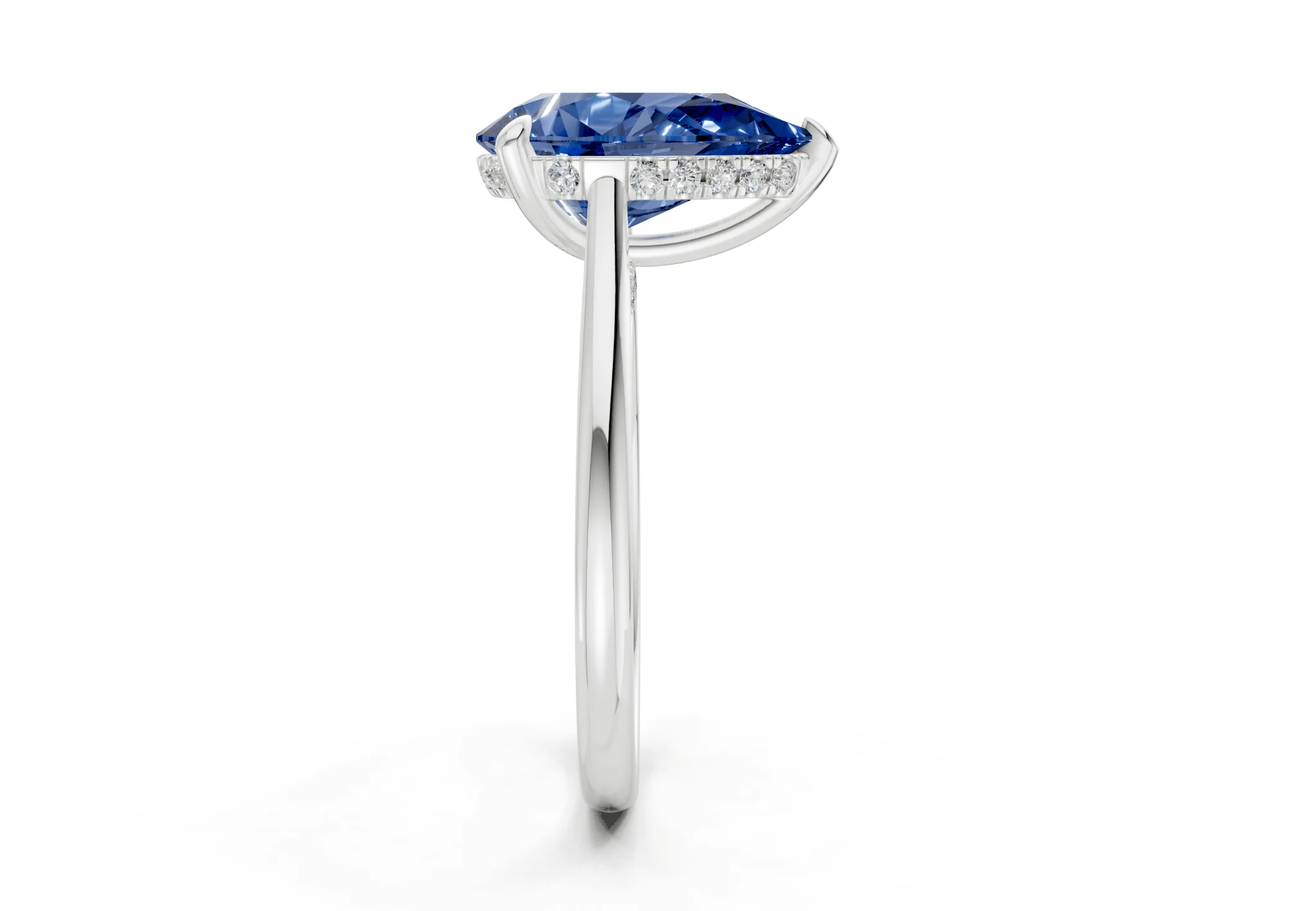 Piper Sapphire Gemstone Solitaire Pear Cut 1.8mm Engagement Ring - Image 9