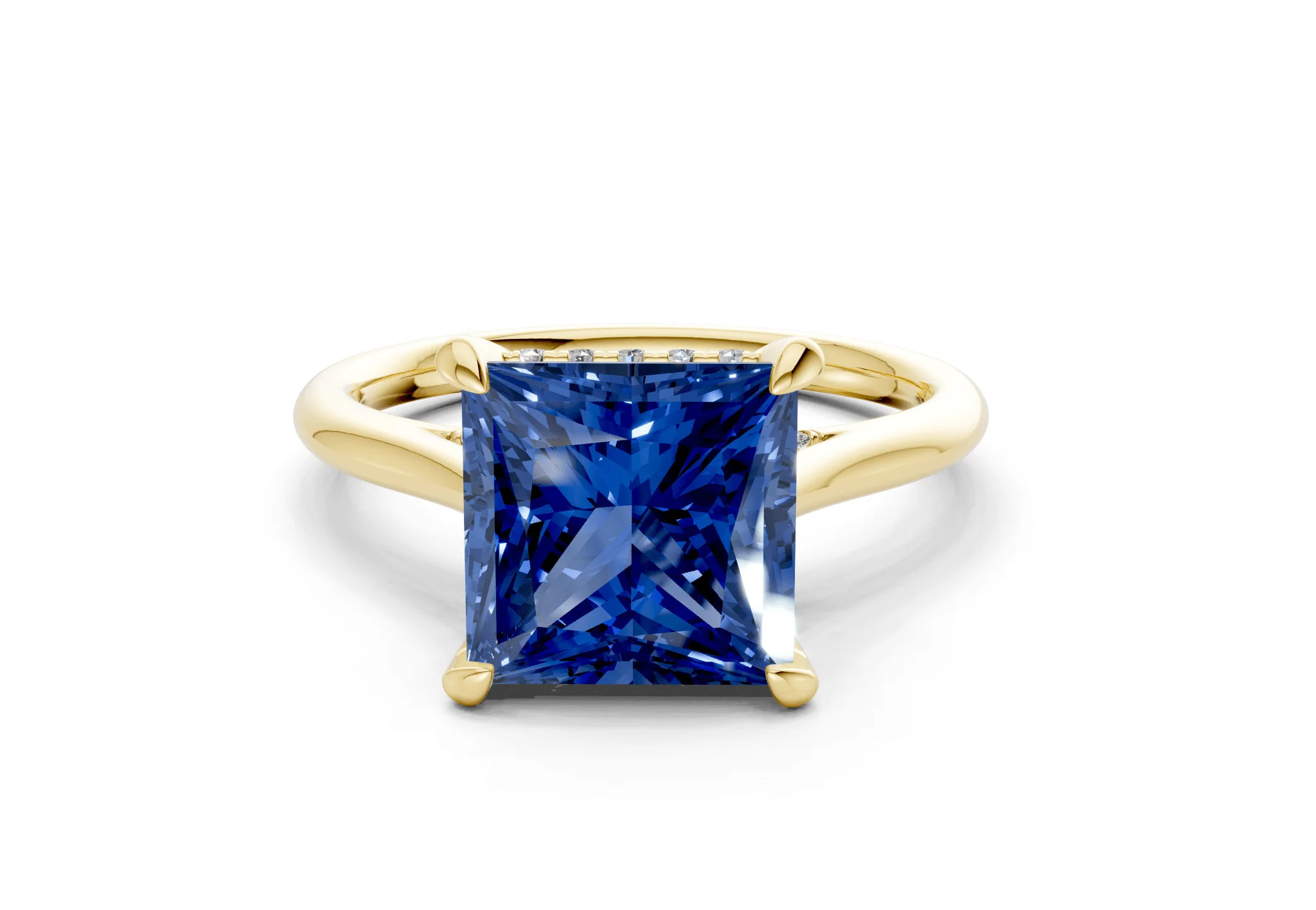 Piper Sapphire Gemstone Solitaire Princess Cut 1.8mm Engagement Ring