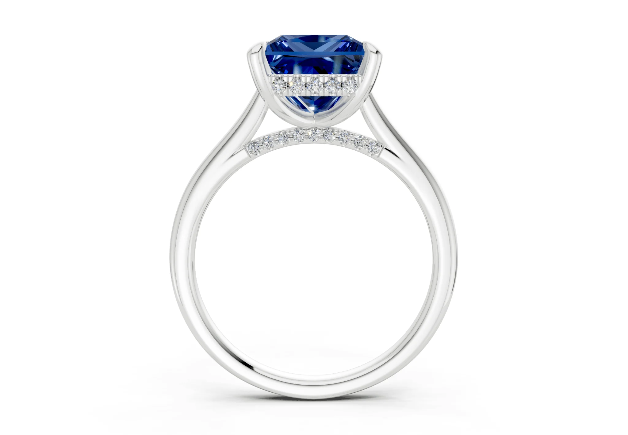 Piper Sapphire Gemstone Solitaire Princess Cut 1.8mm Engagement Ring - Image 8