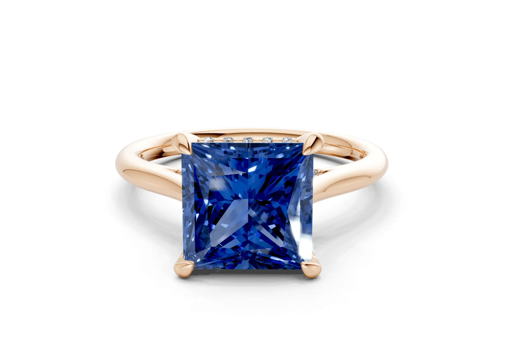 Piper Sapphire Gemstone Solitaire Princess Cut 2.3mm Engagement Ring - Image 4