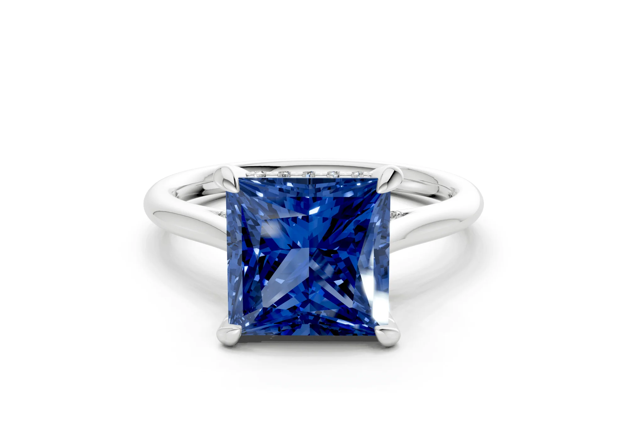 Piper Sapphire Gemstone Solitaire Princess Cut 2mm Engagement Ring - Image 7