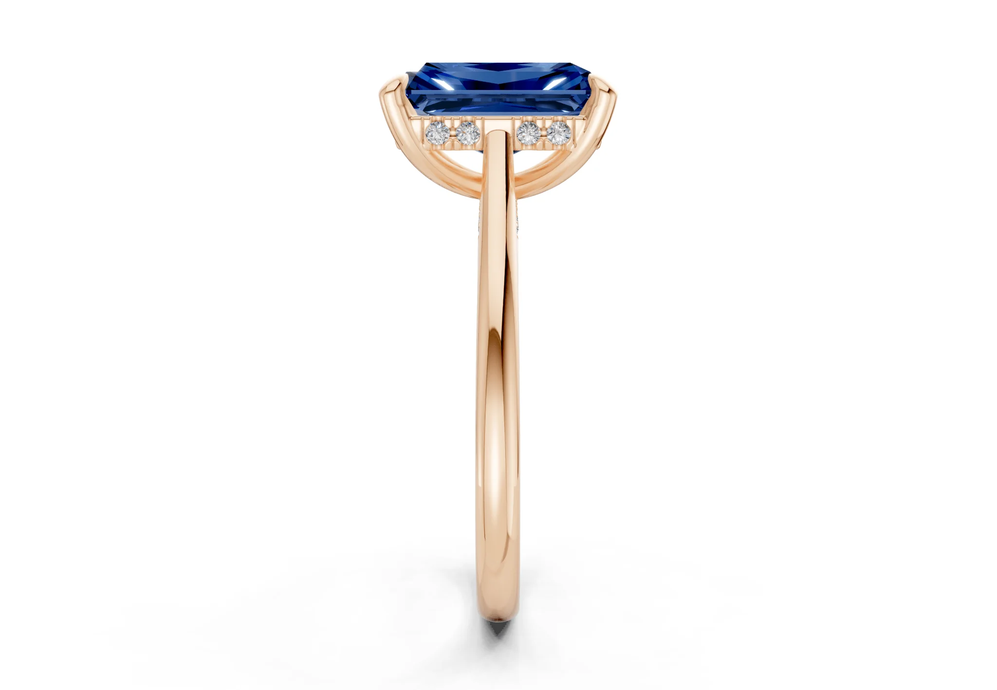 Piper Sapphire Gemstone Solitaire Radiant Cut 2.2mm Engagement Ring - Image 6