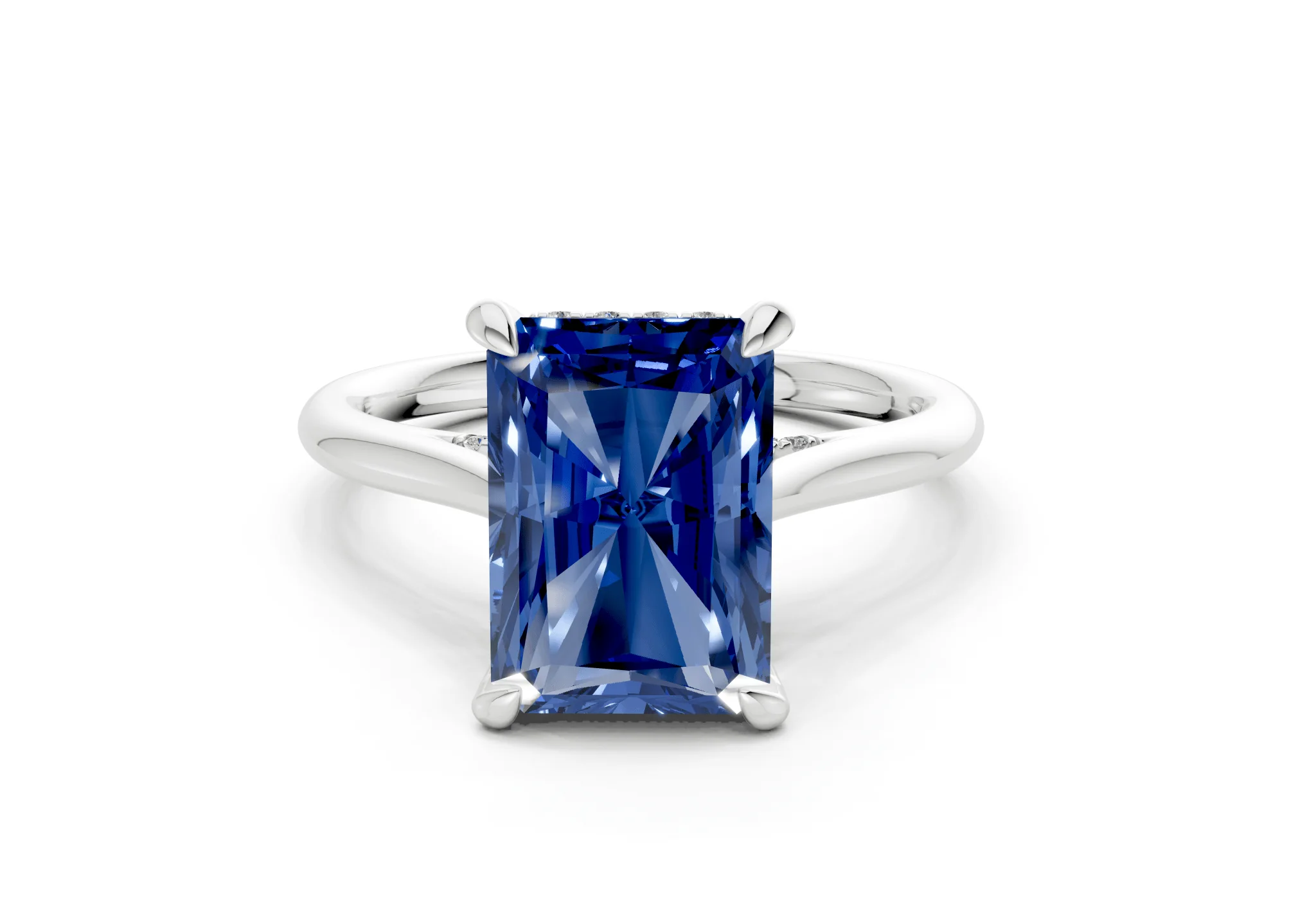 Piper Sapphire Gemstone Solitaire Radiant Cut 2mm Engagement Ring - Image 7