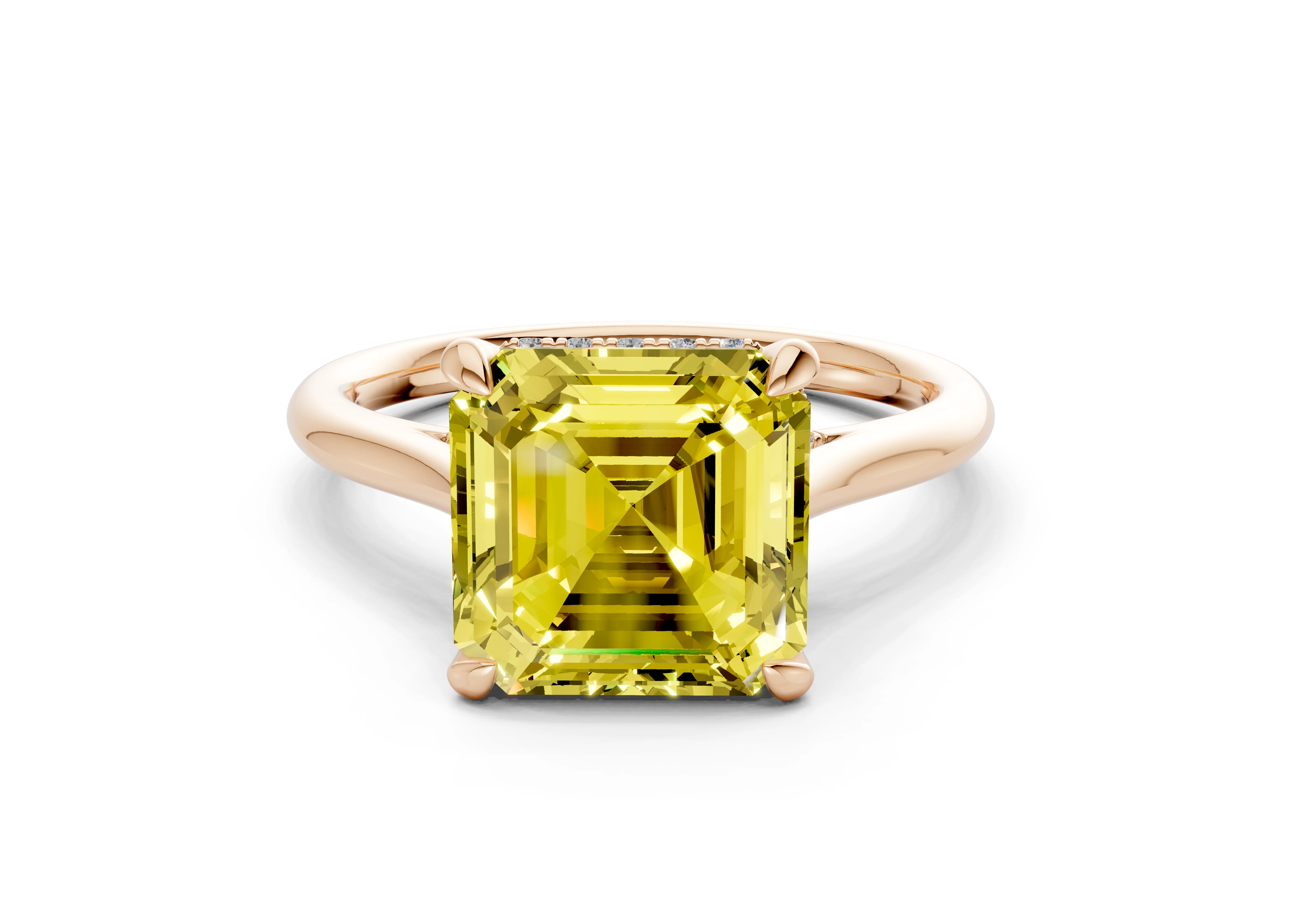 Piper Yellow Diamond Solitaire Asscher Cut 2.3mm Engagement Ring - Image 4