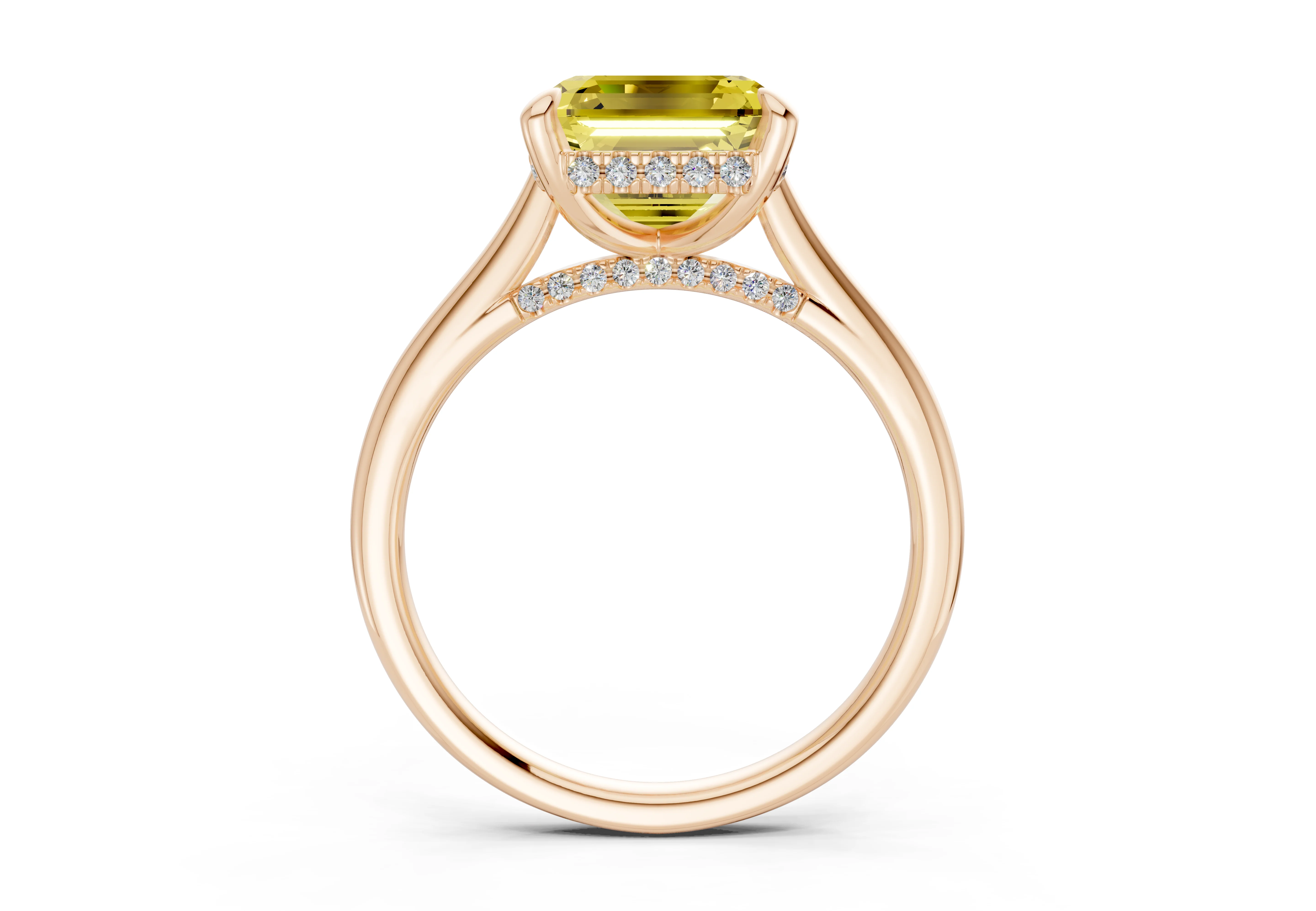 Piper Yellow Diamond Solitaire Asscher Cut 2.3mm Engagement Ring - Image 5