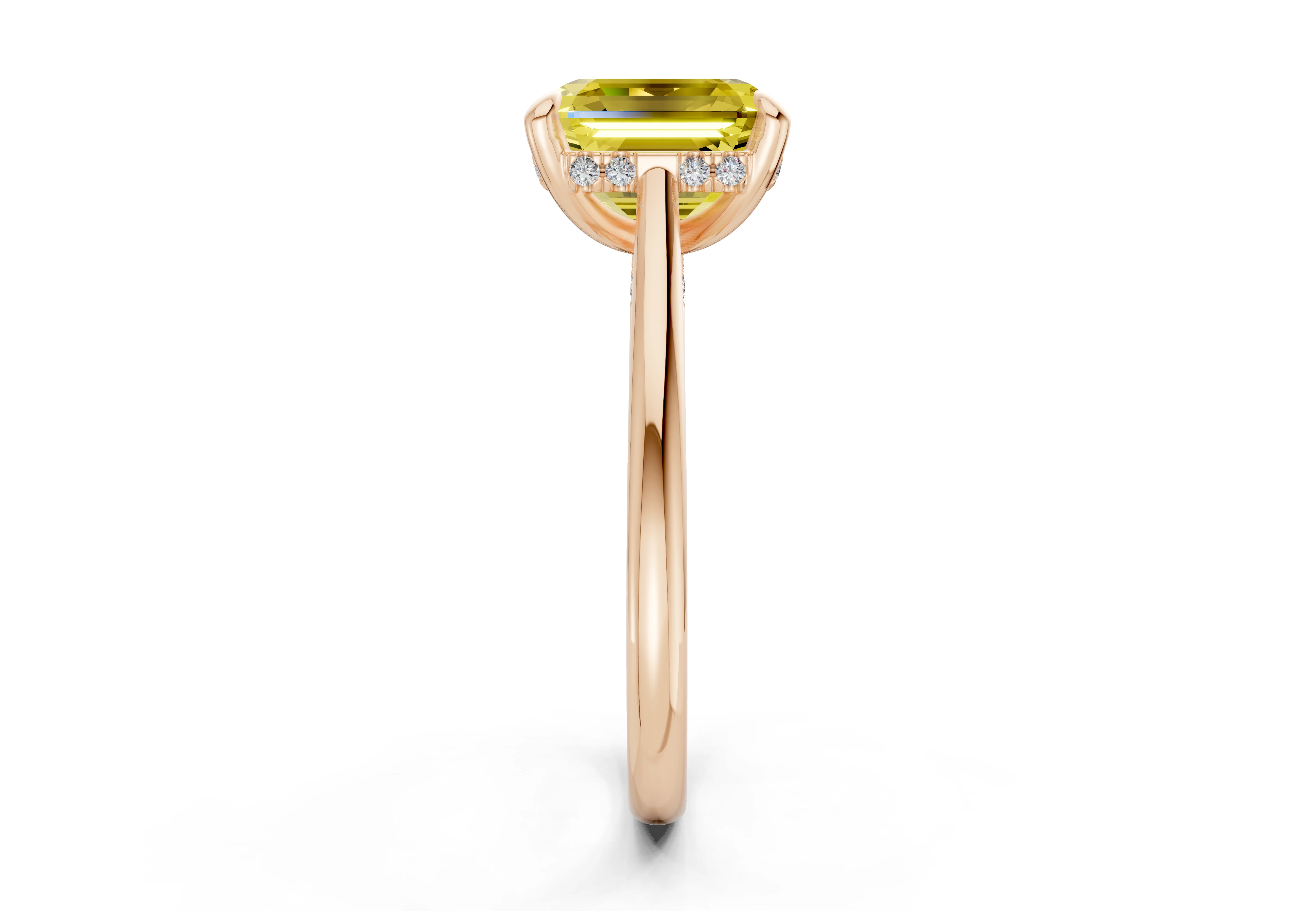 Piper Yellow Diamond Solitaire Asscher Cut 2.3mm Engagement Ring - Image 6