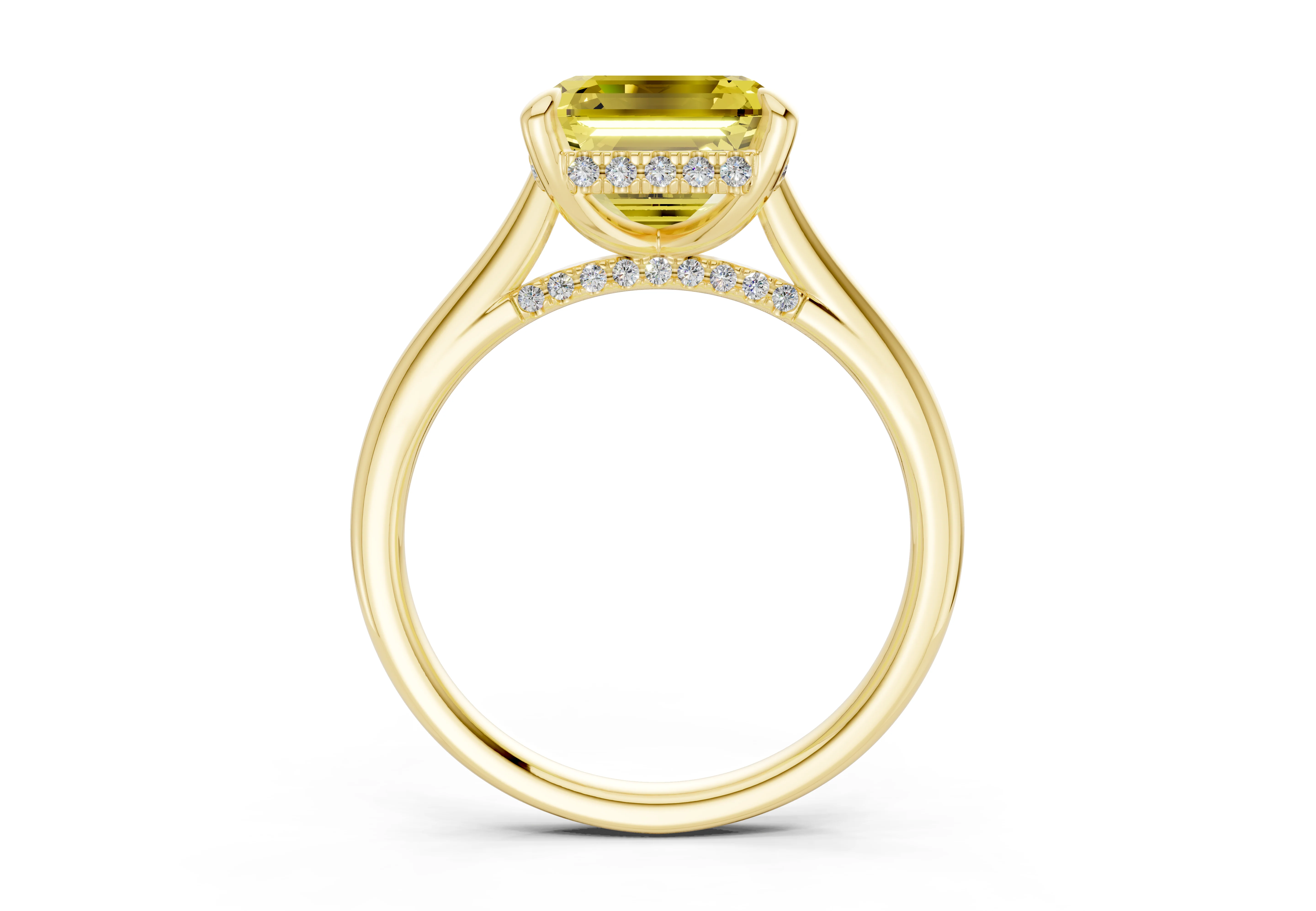 Piper Yellow Diamond Solitaire Asscher Cut 2mm Engagement Ring - Image 2