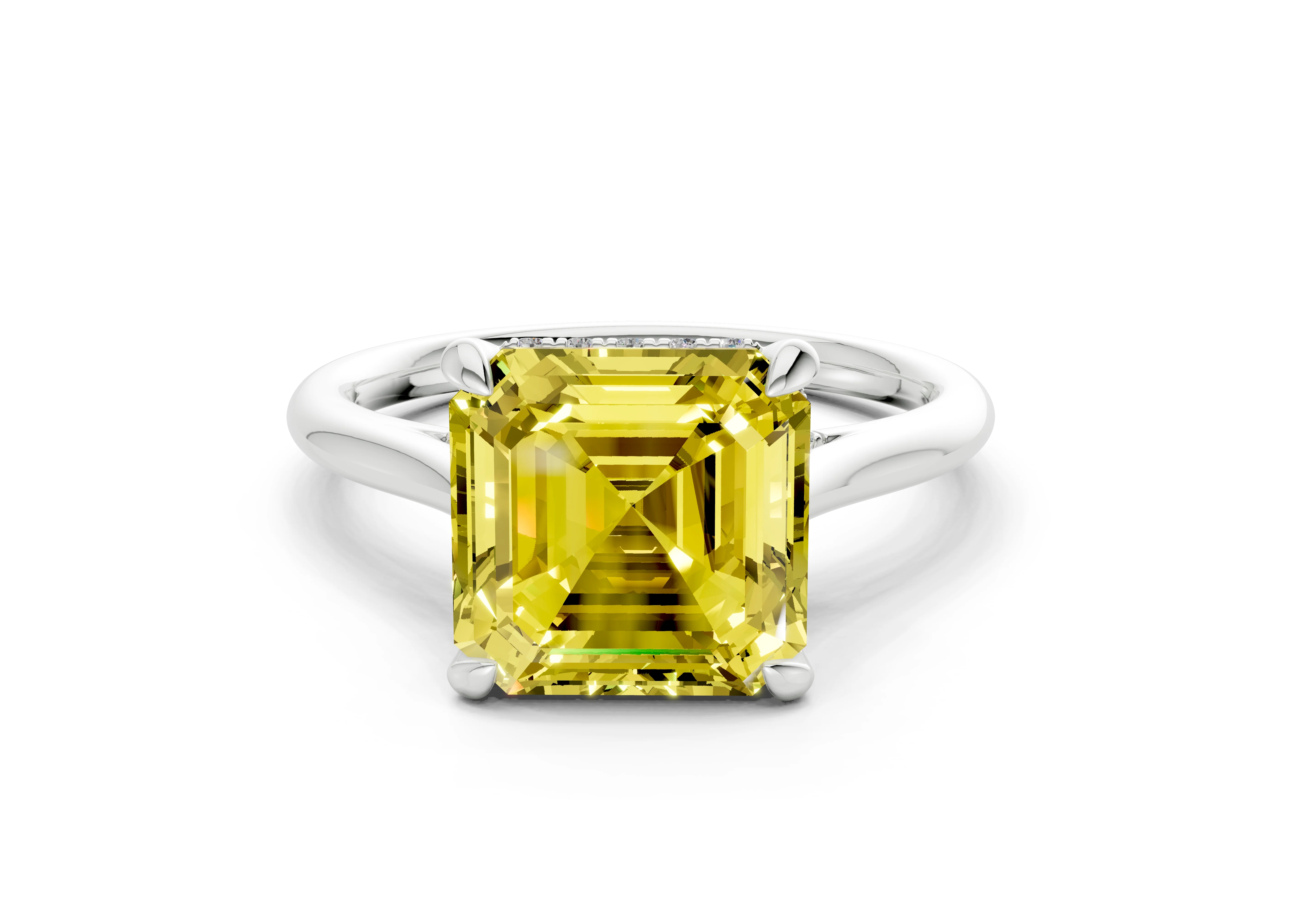 Piper Yellow Diamond Solitaire Asscher Cut 2mm Engagement Ring - Image 7