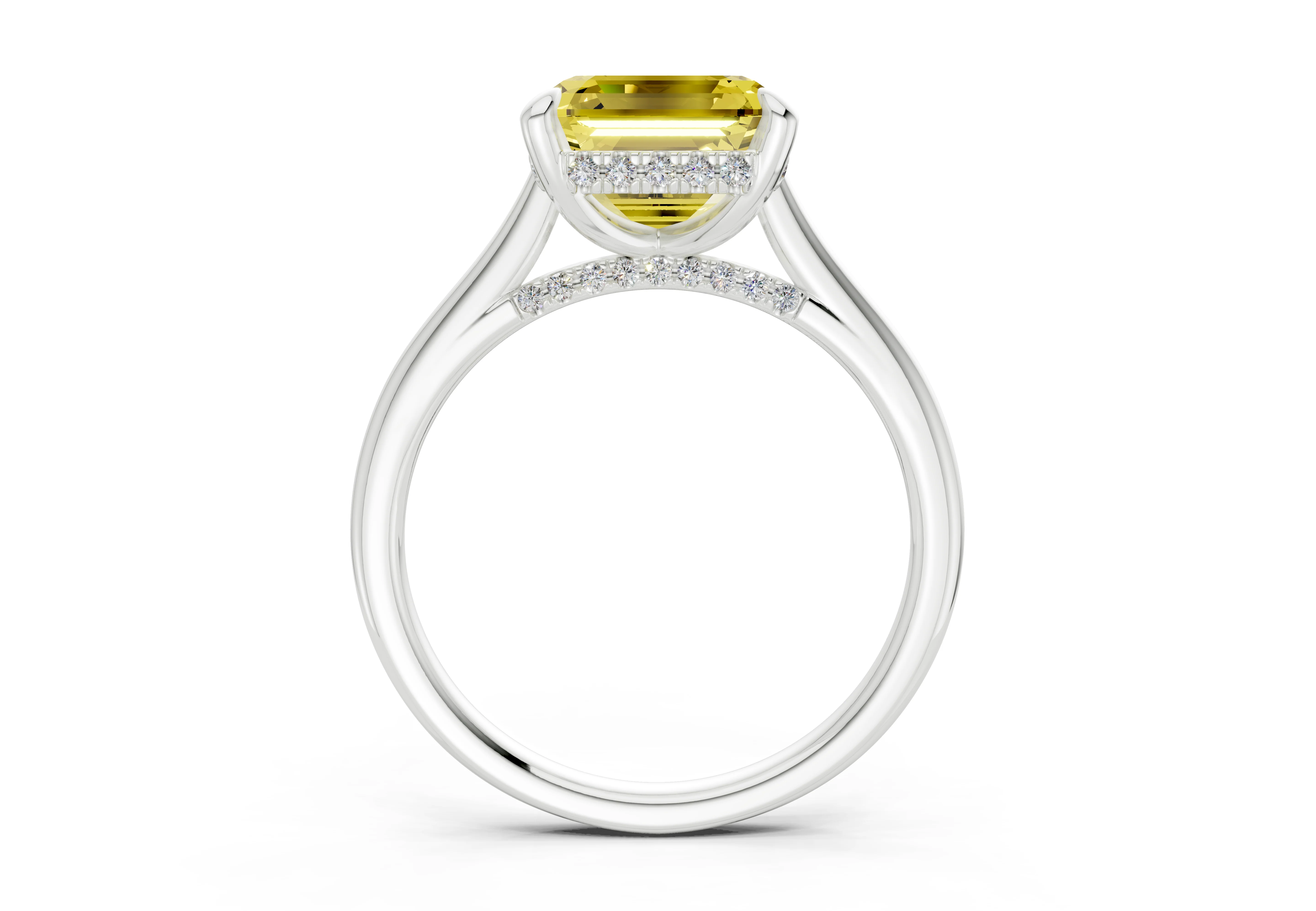 Piper Yellow Diamond Solitaire Asscher Cut 2mm Engagement Ring - Image 8